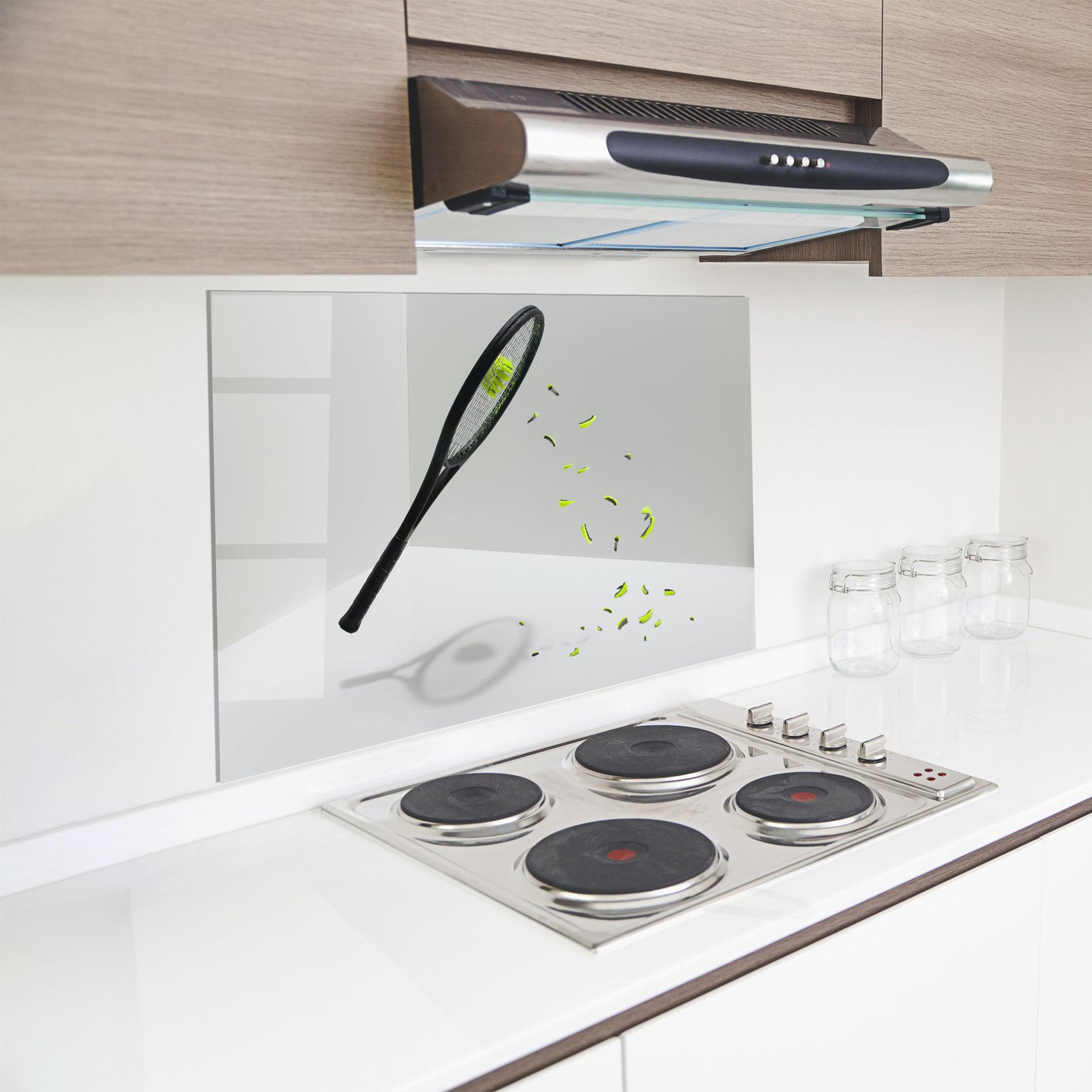 Küchenrückwand Glas Broken Tennis Ball mockup 8