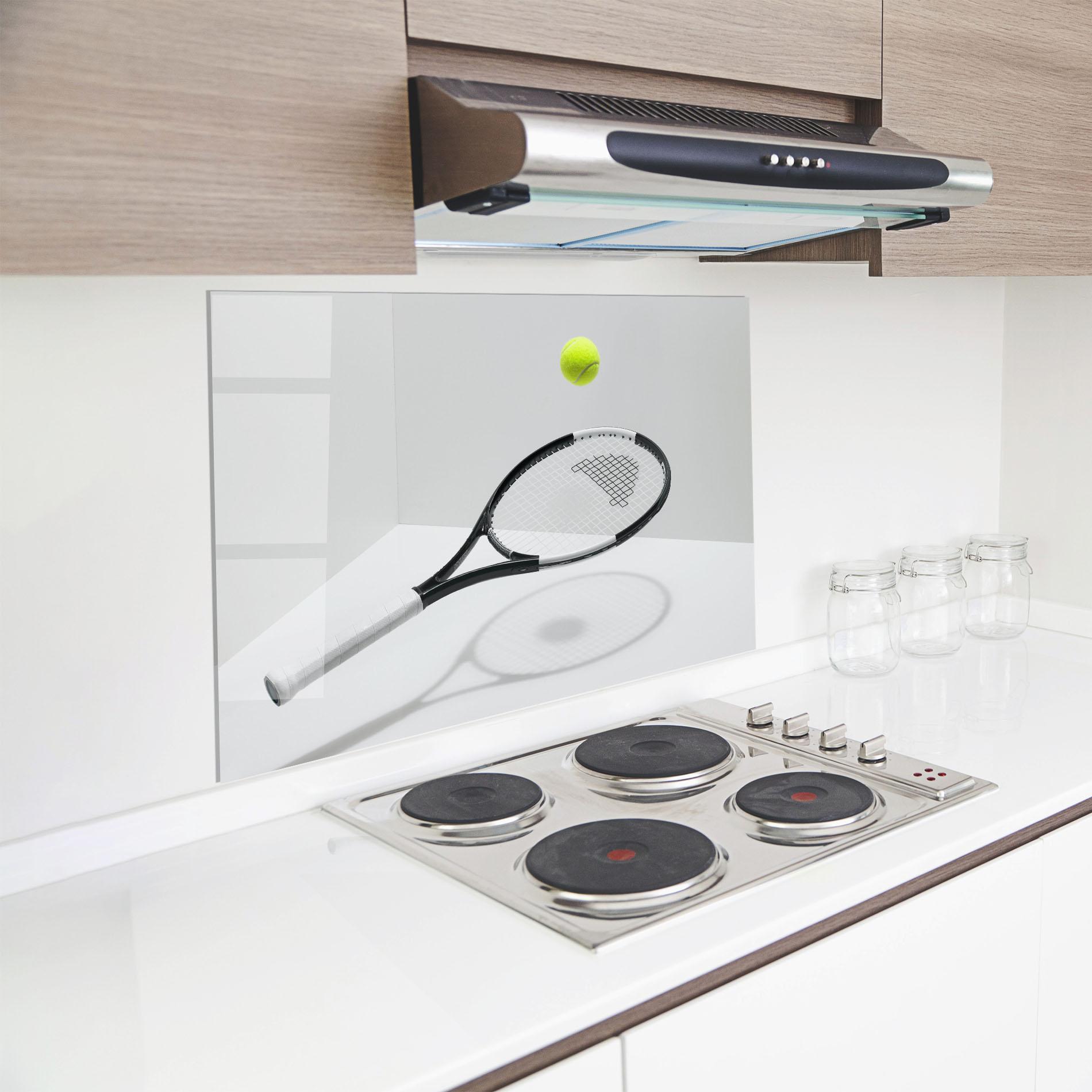 Küchenrückwand Glas Floating Tennis Racket mockup 8