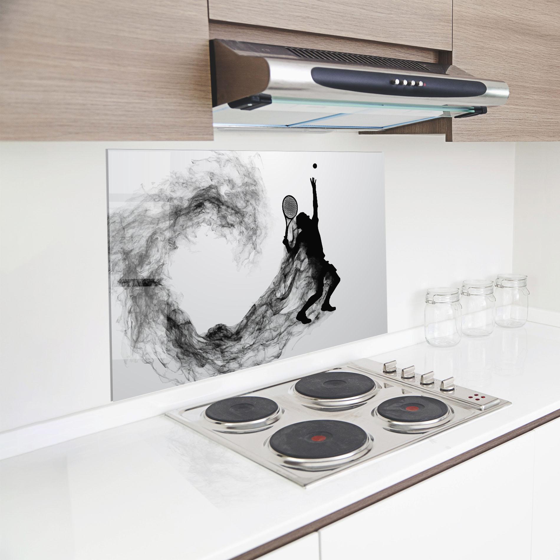 Küchenrückwand Glas Tennis Black Smoke mockup 8