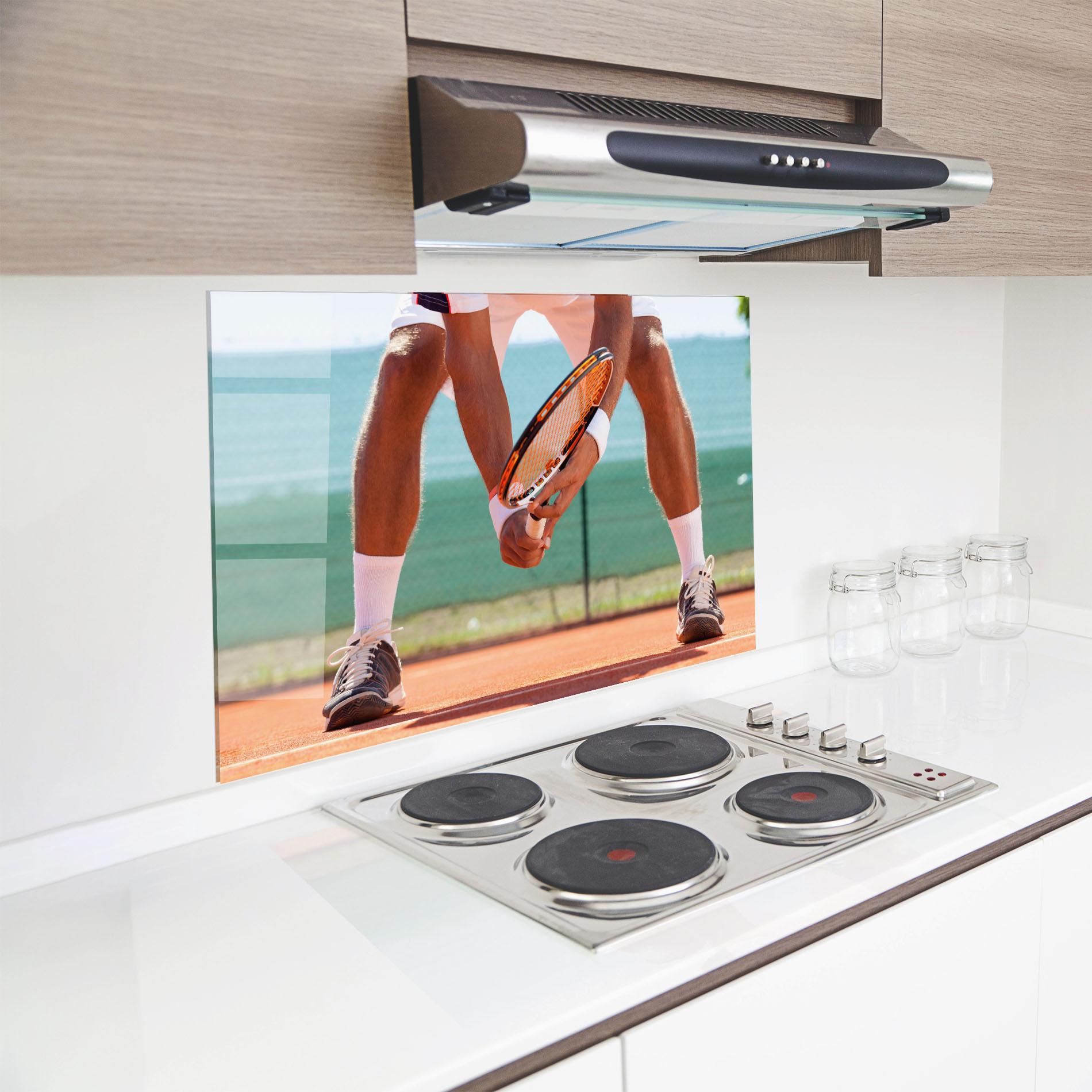 Küchenrückwand Glas Tennis Player In Action mockup 8