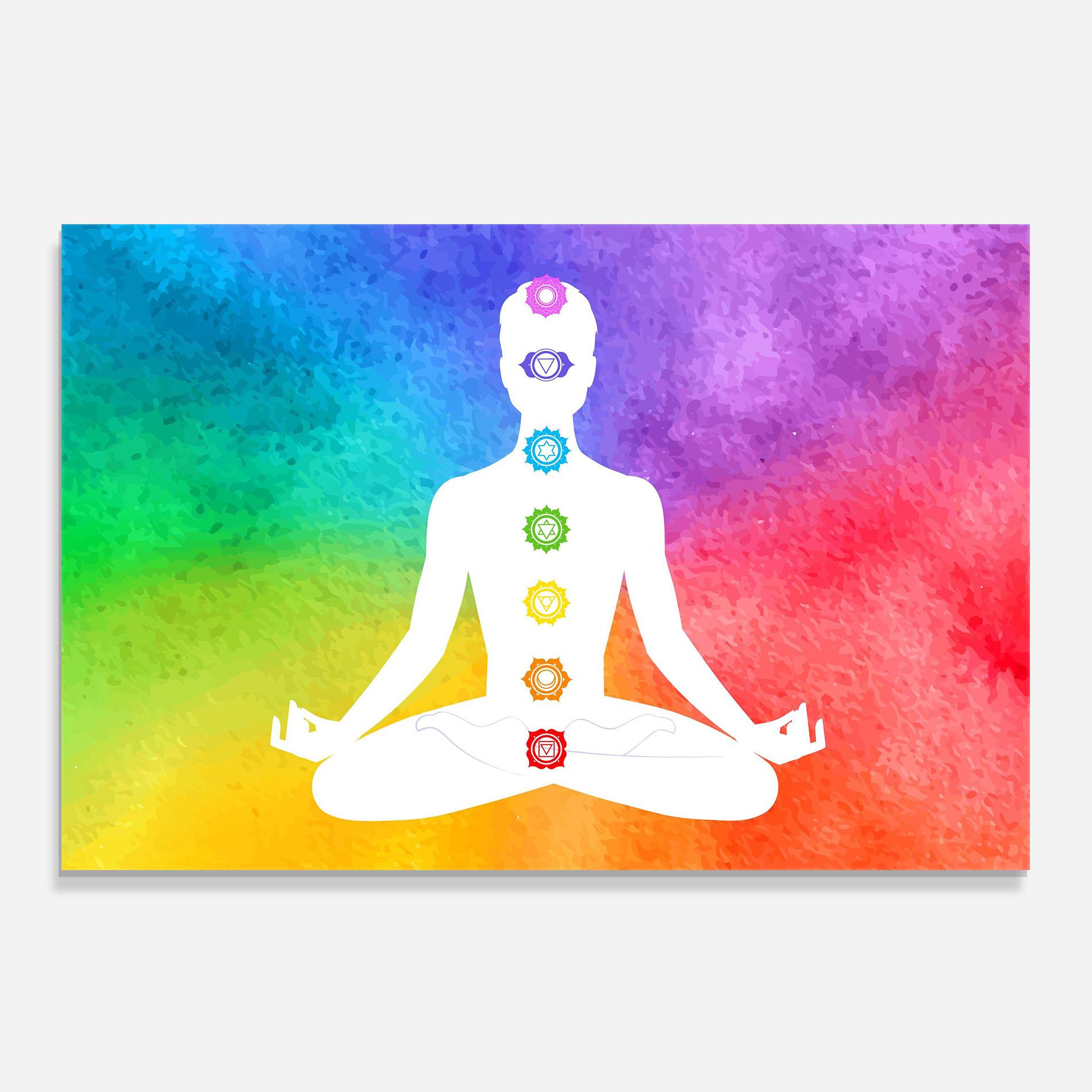 Küchenrückwand Glas Colorful Yoga Pose mockup 0