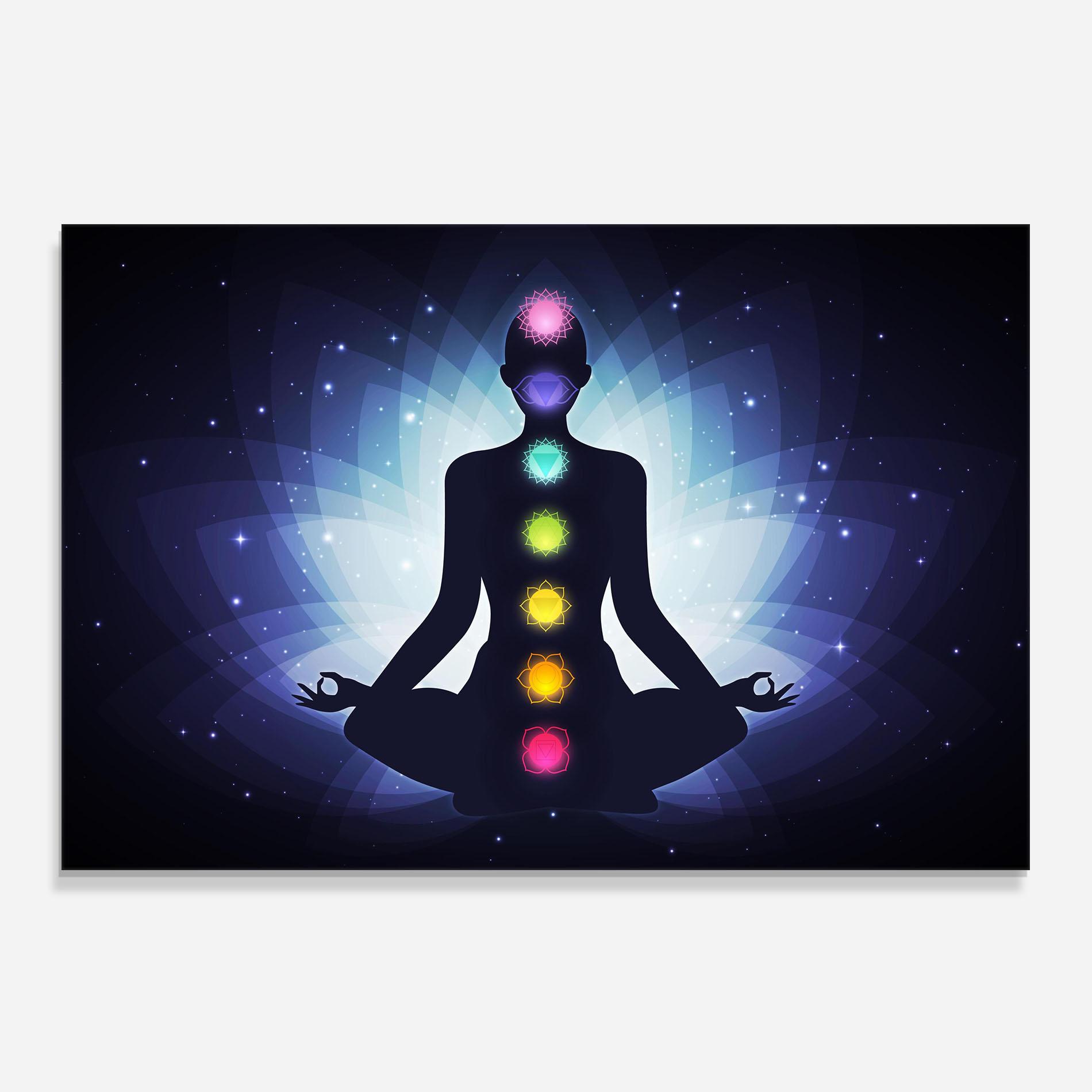 Küchenrückwand Glas Flower Meditation mockup 0