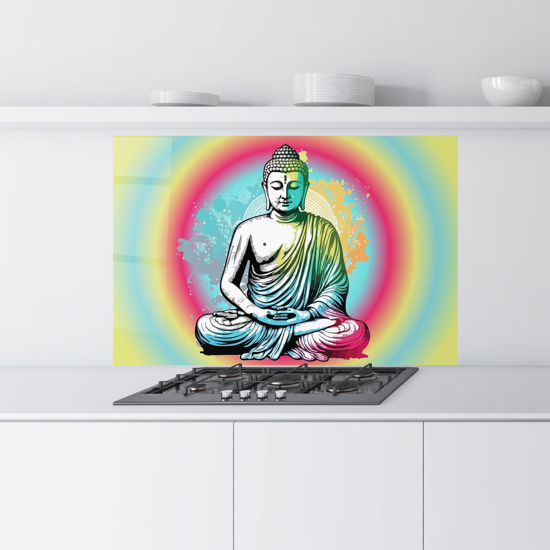 Küchenrückwand Glas Budha Yoga mockup 9