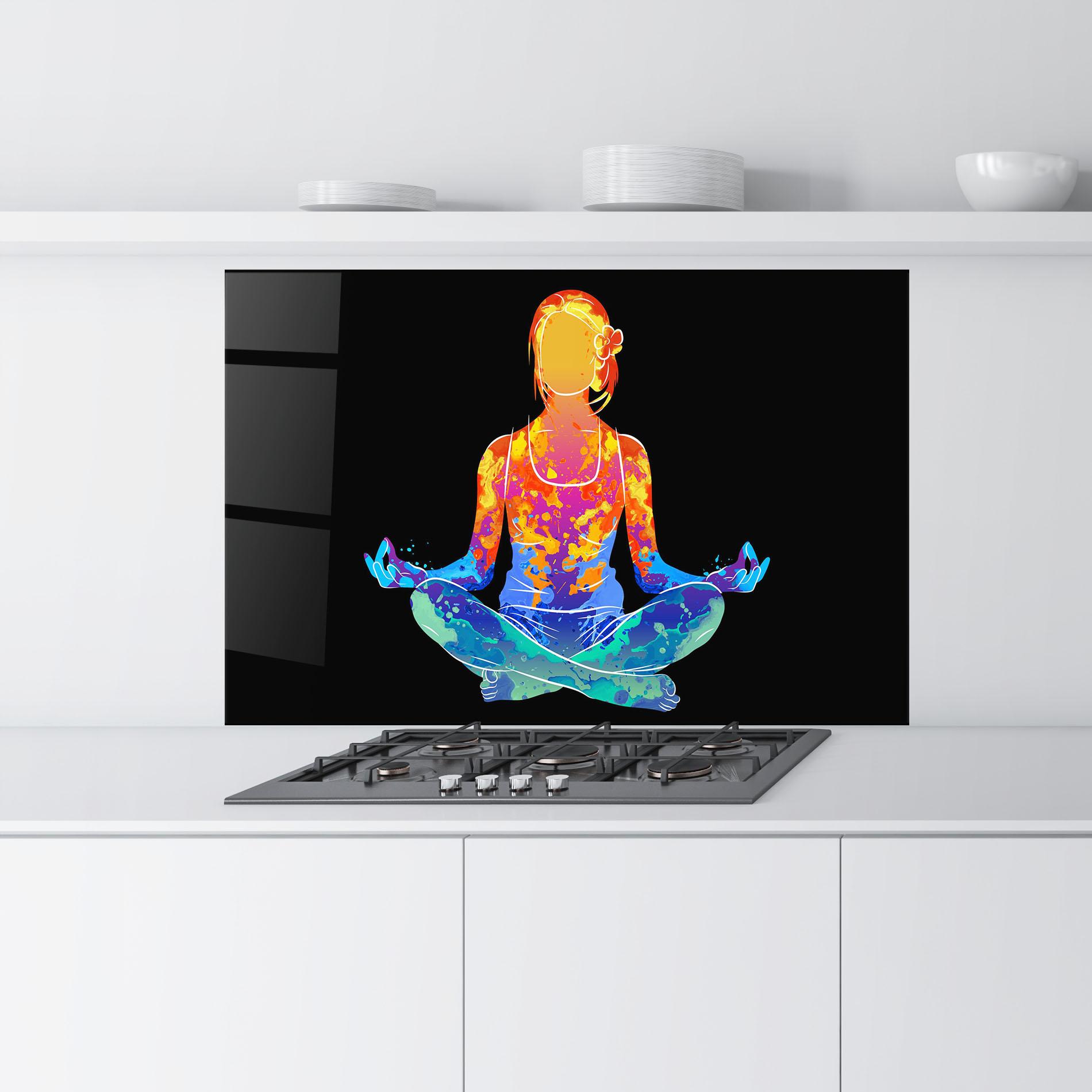 Küchenrückwand Glas Colorful Meditation mockup 9