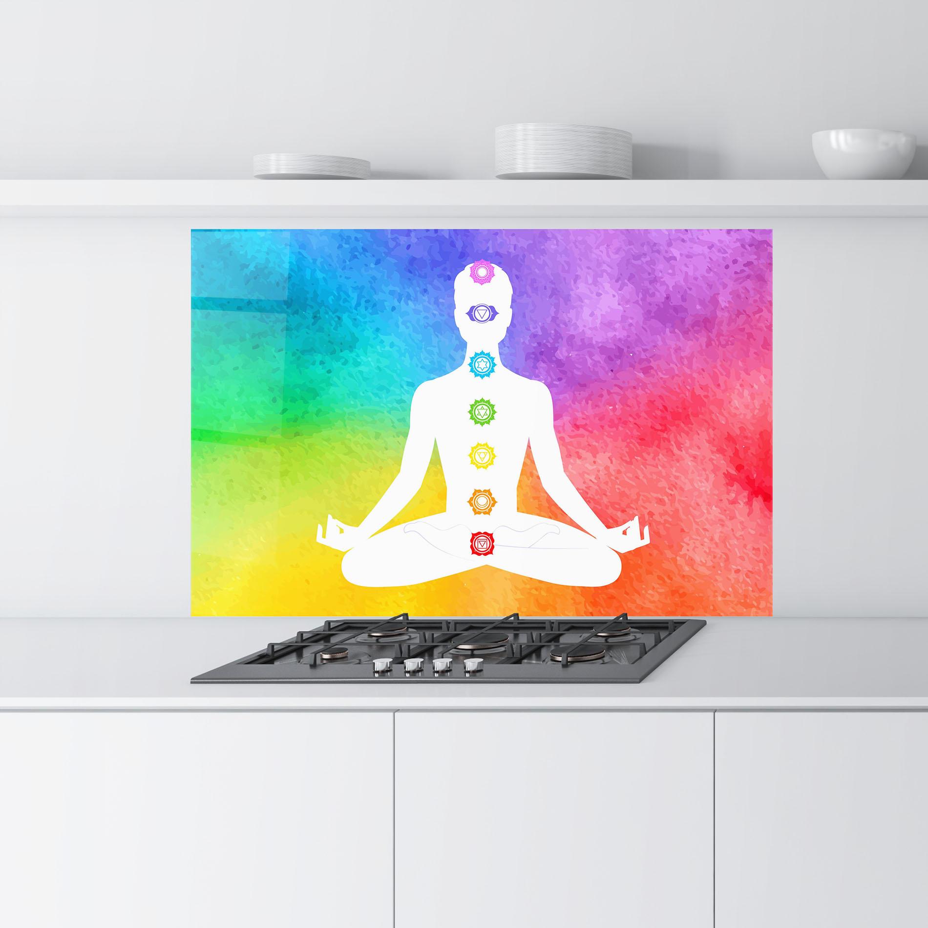 Küchenrückwand Glas Colorful Yoga Pose mockup 9