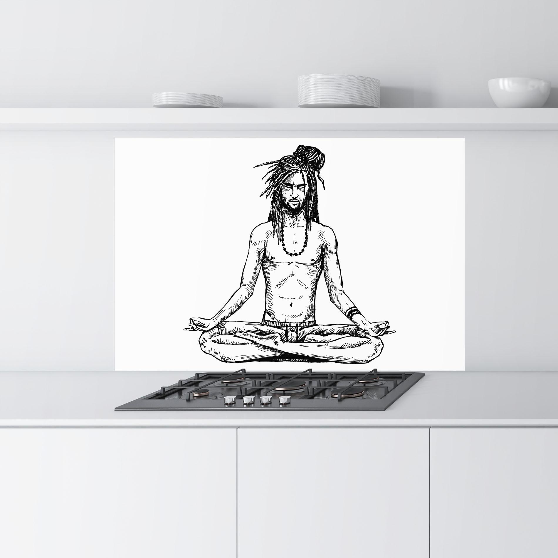 Küchenrückwand Glas Focused Meditation mockup 9