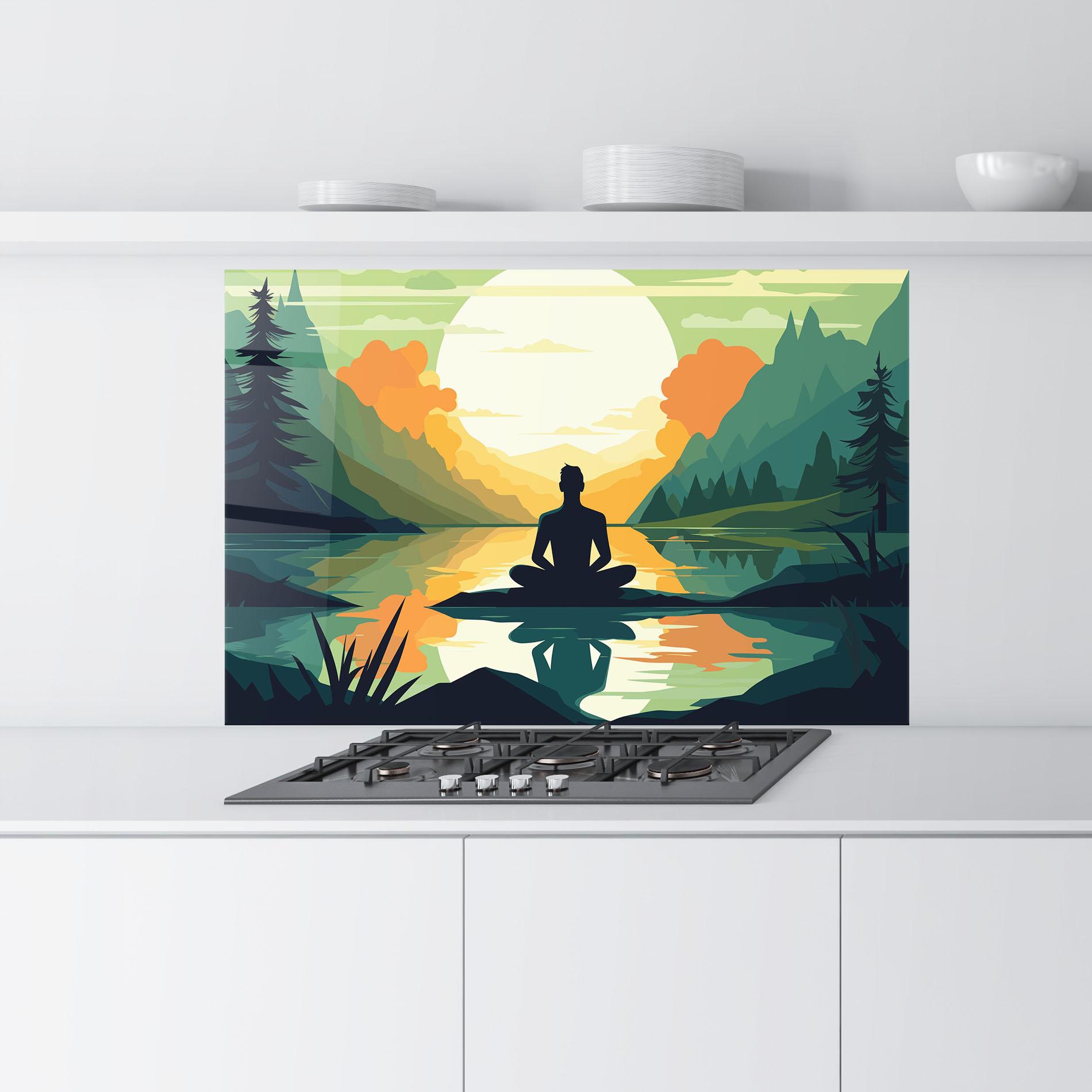 Küchenrückwand Glas Forest Yoga mockup 9