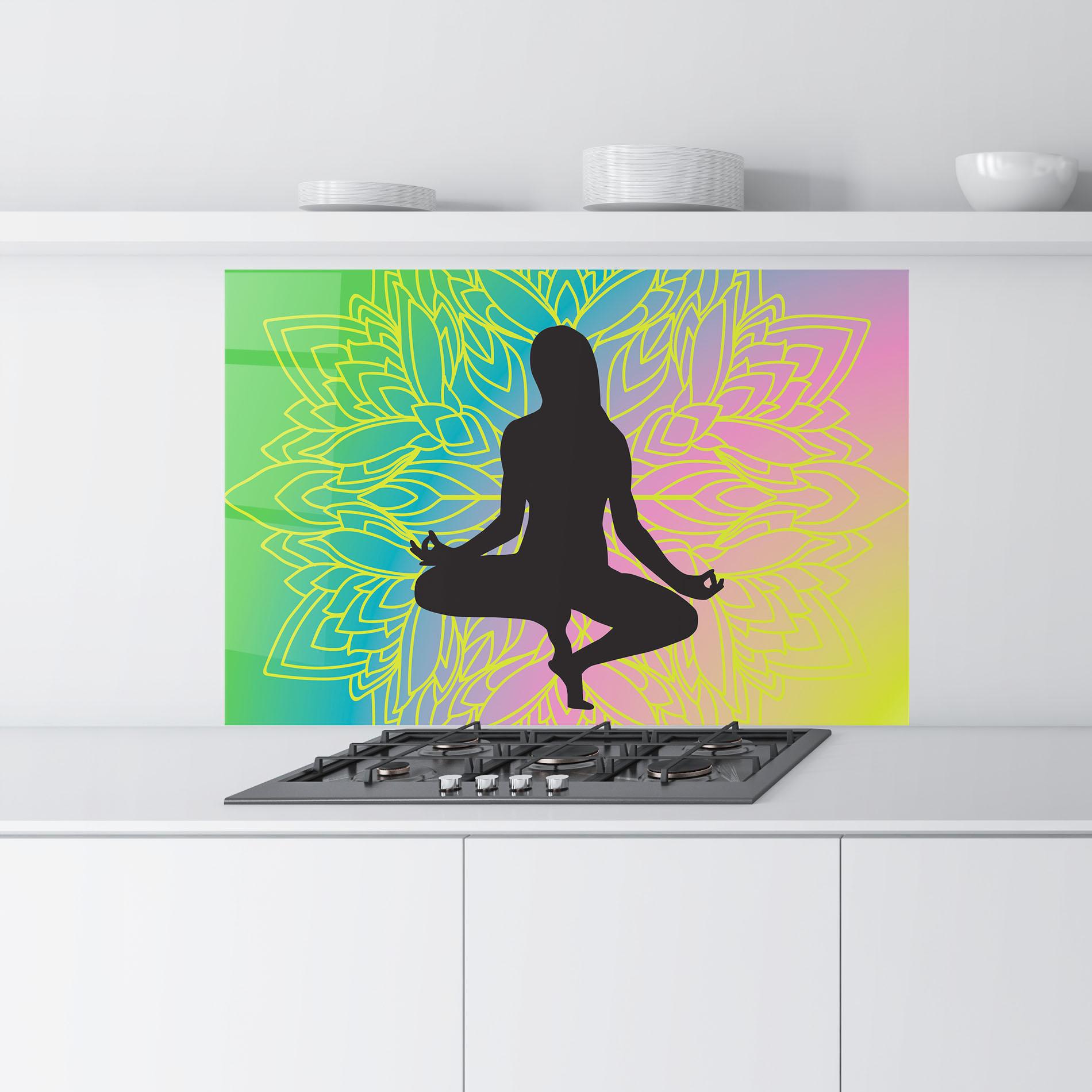 Küchenrückwand Glas Peace Yoga 01 mockup 9