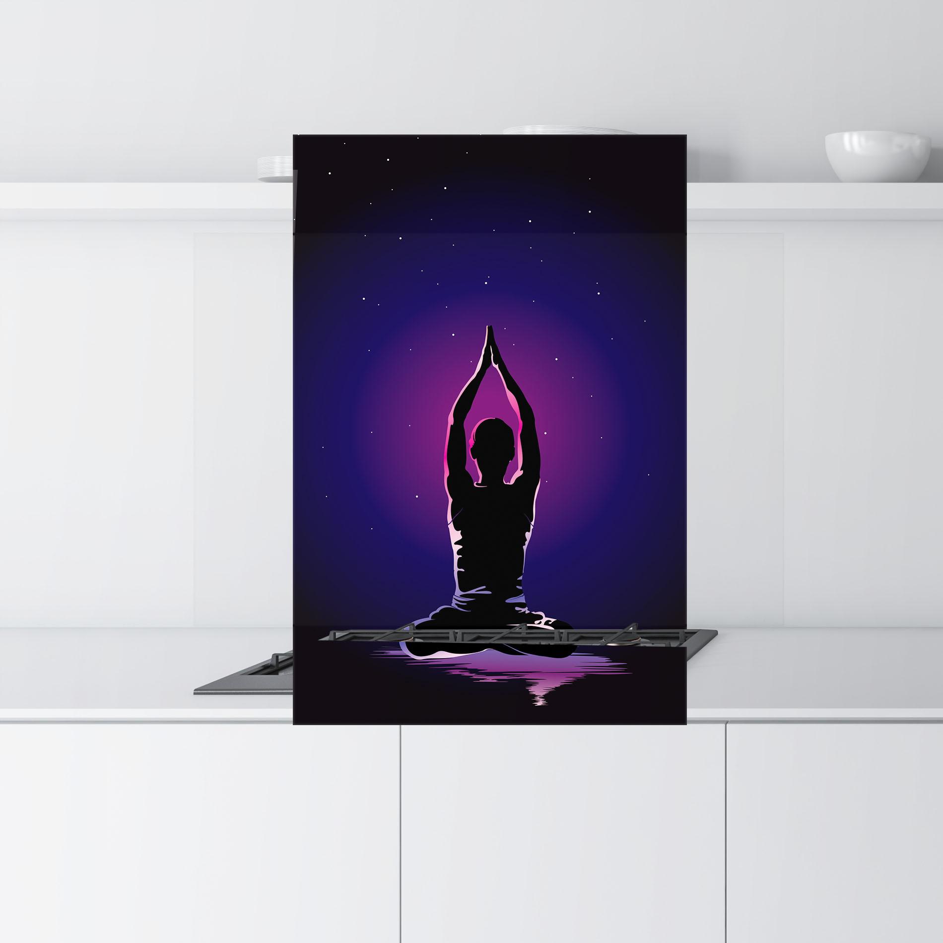 Küchenrückwand Glas Pretty Sky Yoga mockup 9