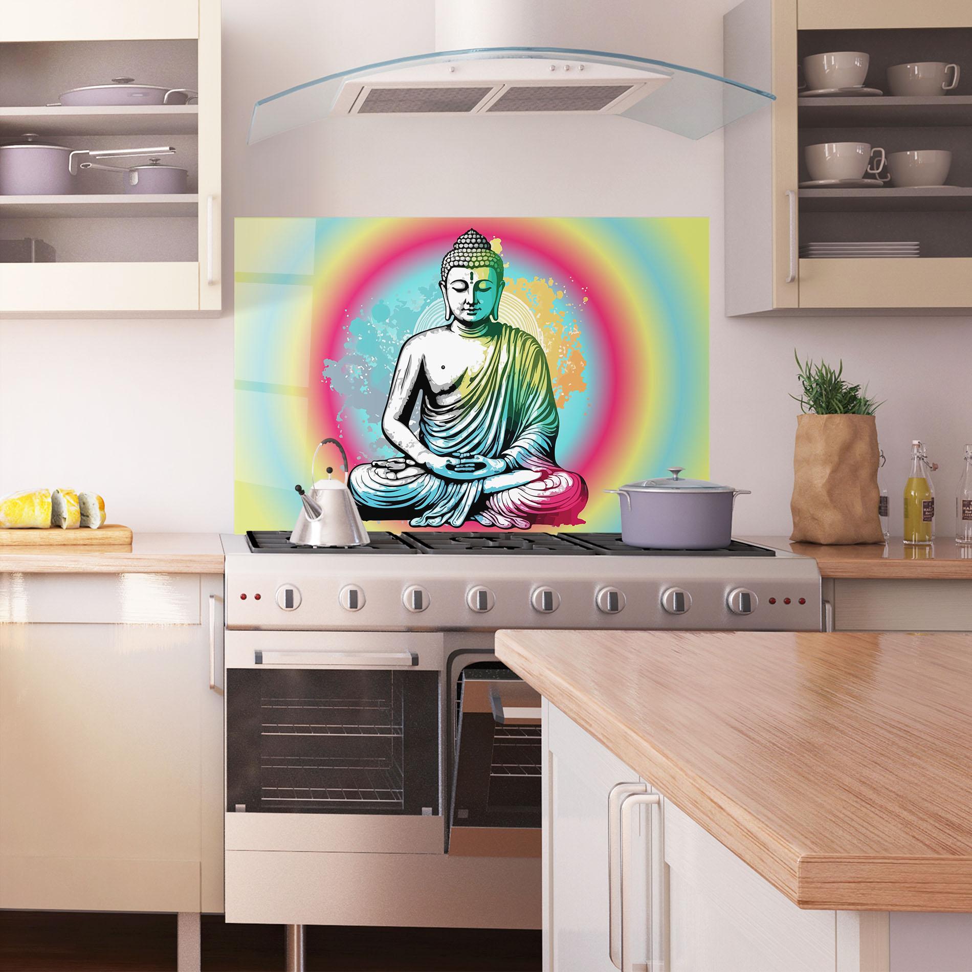 Küchenrückwand Glas Budha Yoga mockup 1