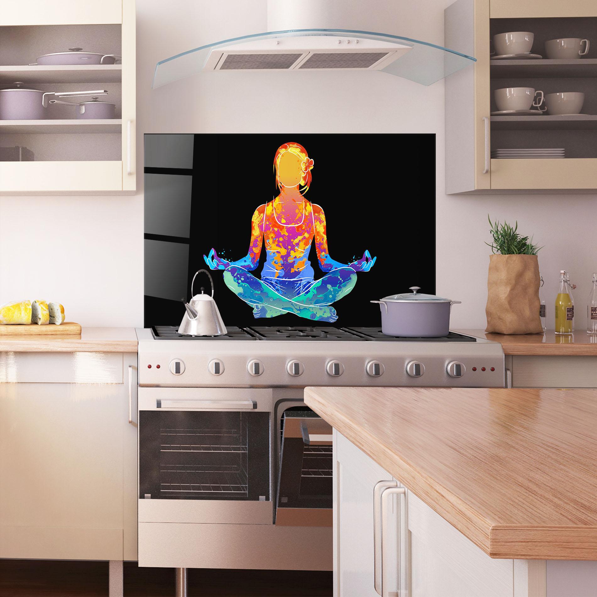Küchenrückwand Glas Colorful Meditation mockup 1