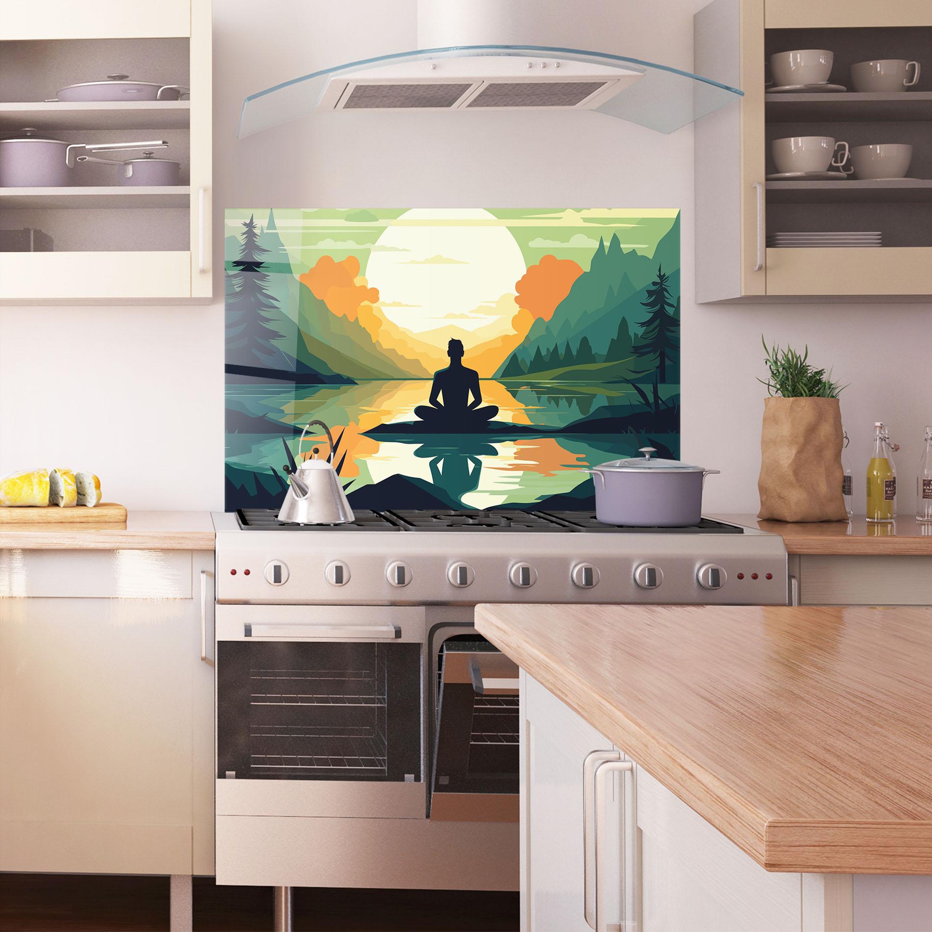 Küchenrückwand Glas Forest Yoga mockup 1
