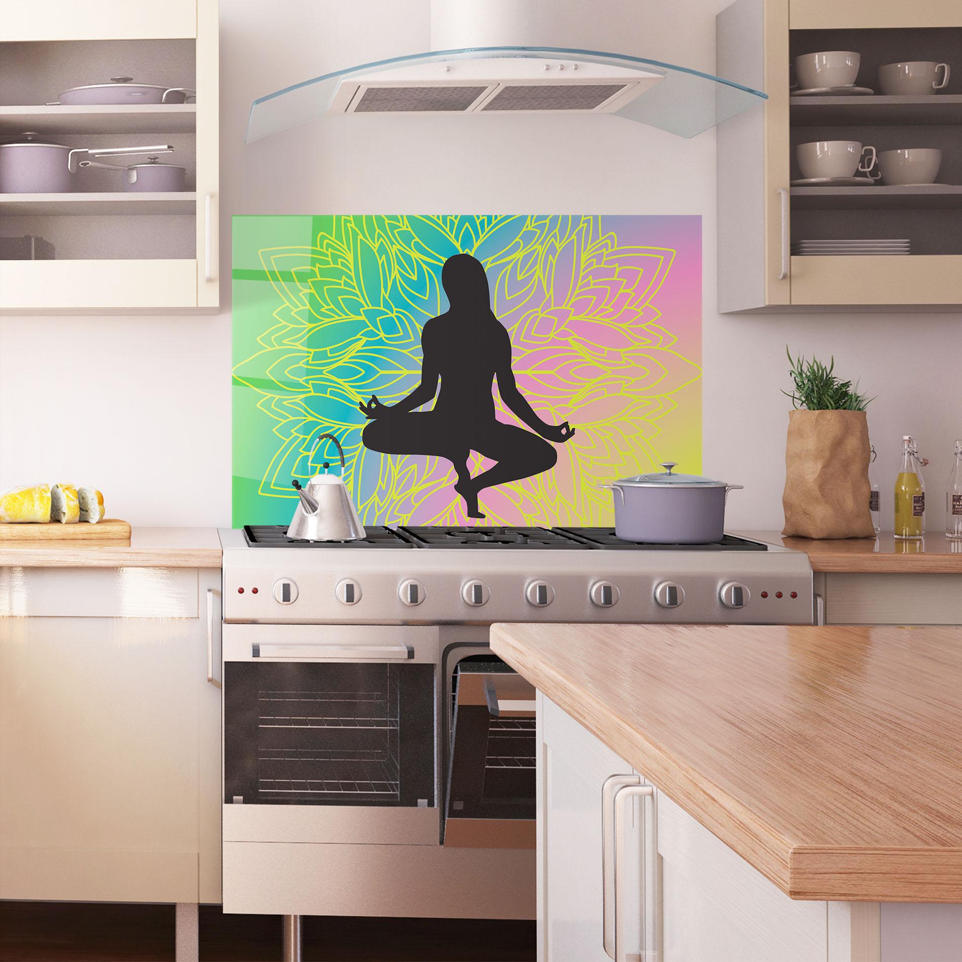 Küchenrückwand Glas Peace Yoga 01 mockup 1