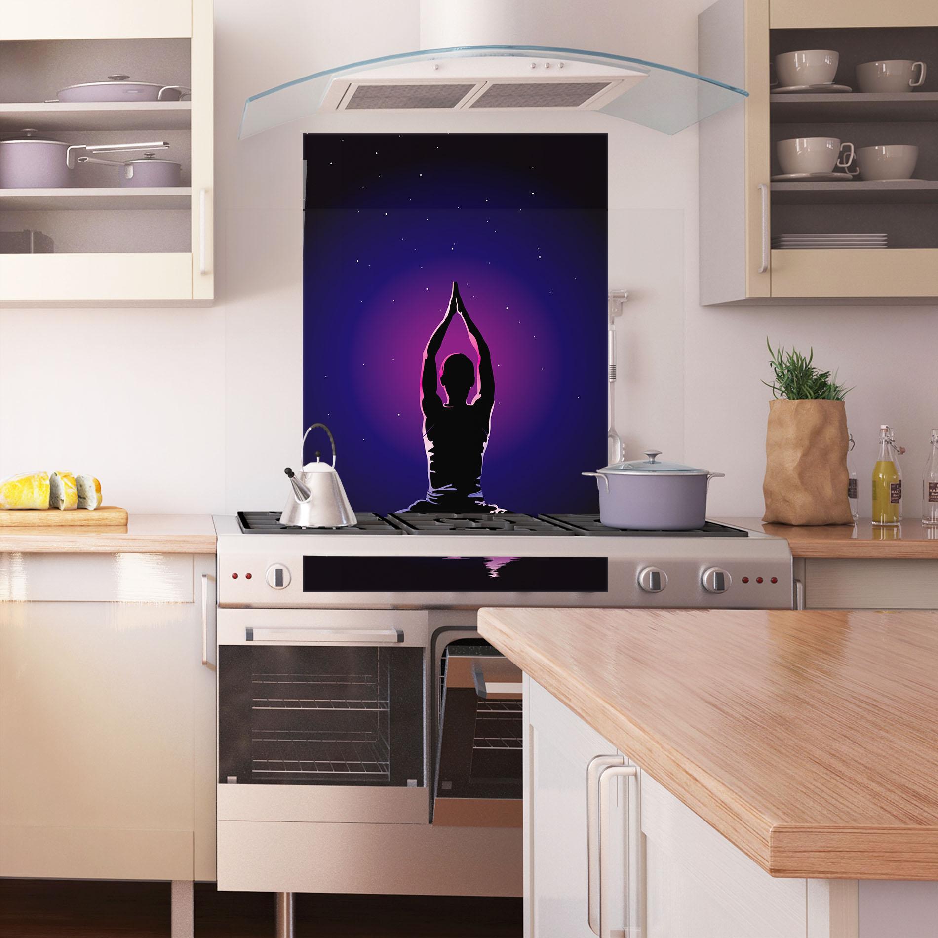 Küchenrückwand Glas Pretty Sky Yoga mockup 1