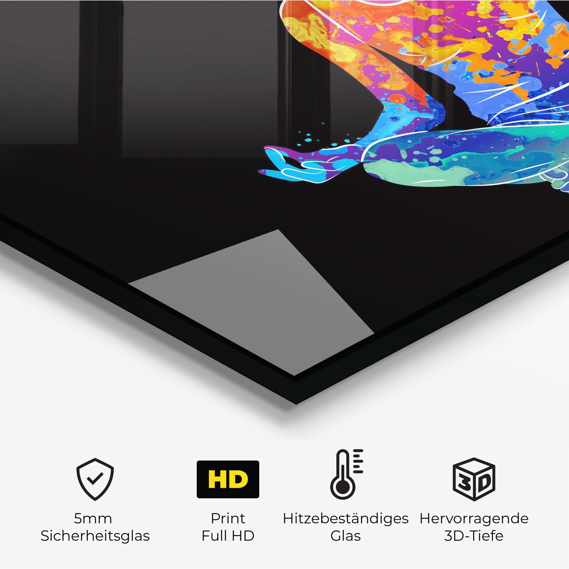 Küchenrückwand Glas Colorful Meditation mockup 2