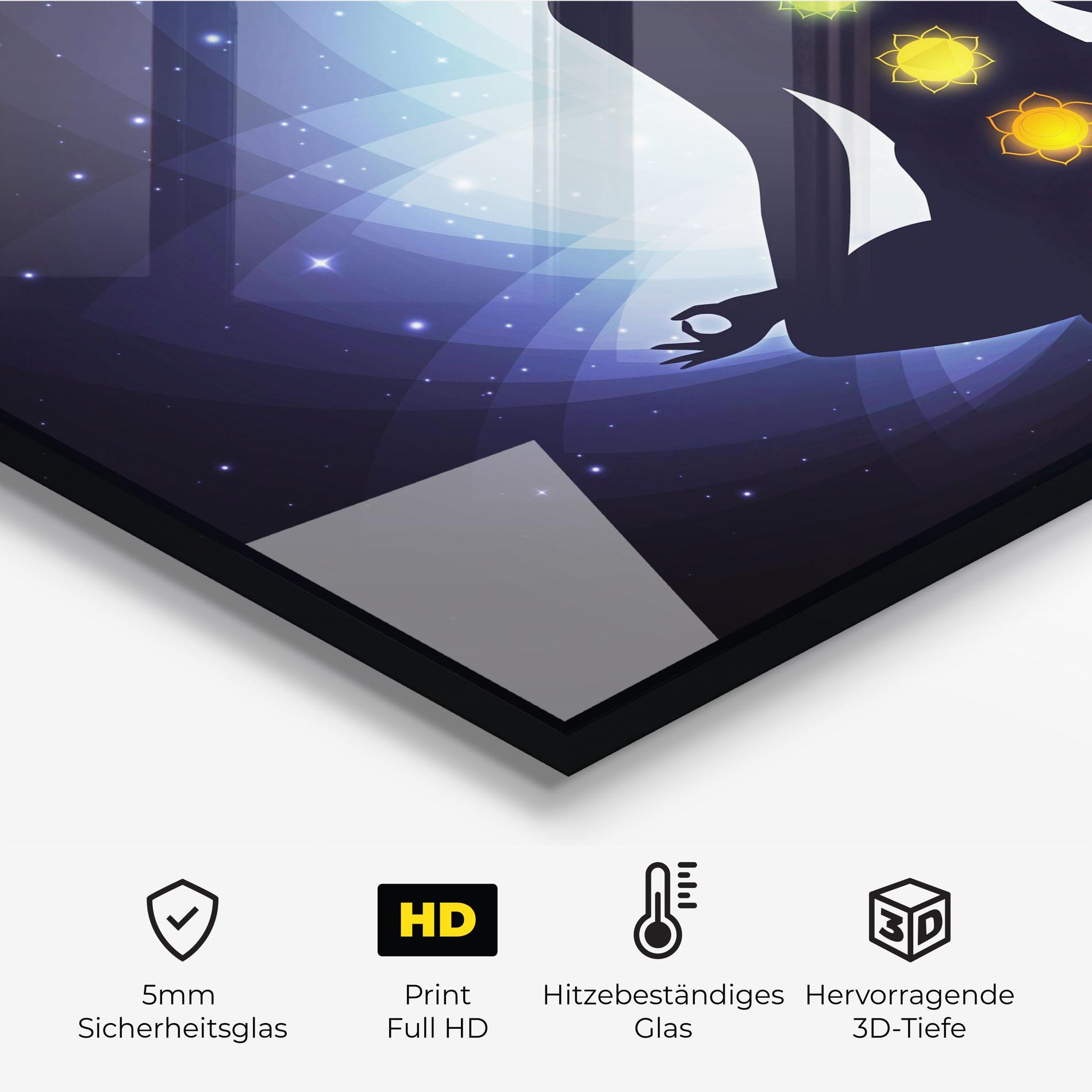 Küchenrückwand Glas Flower Meditation mockup 2