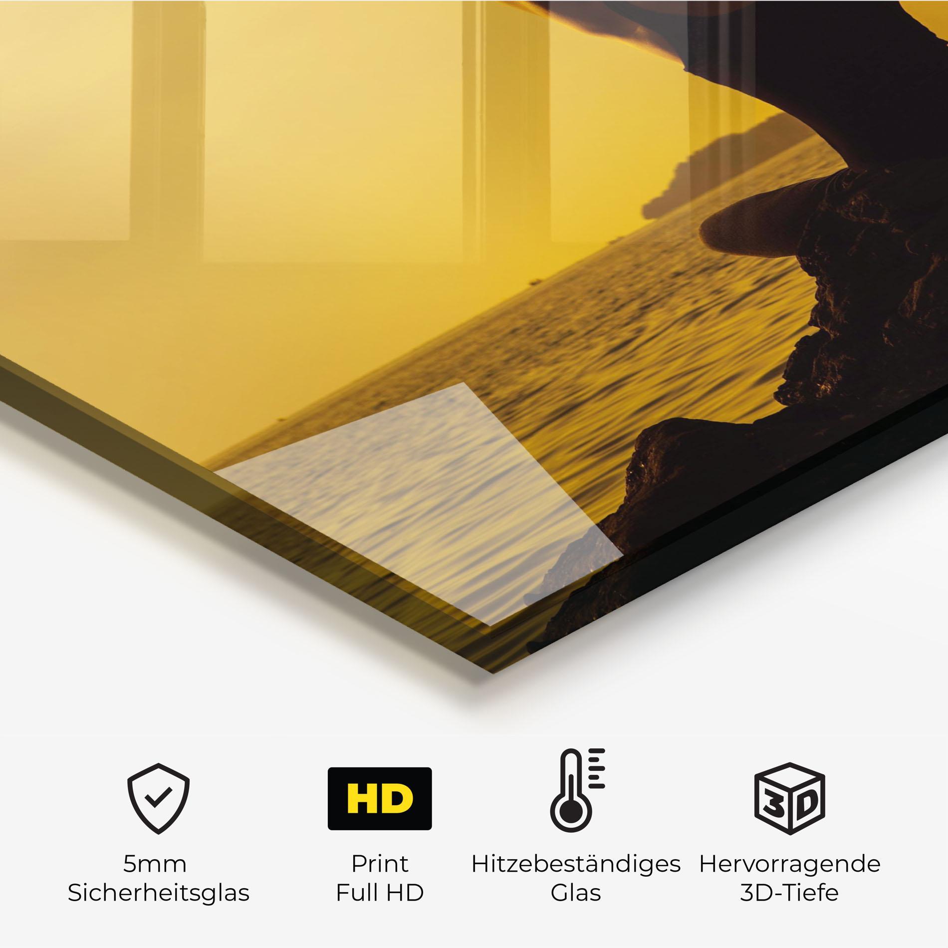 Küchenrückwand Glas Meditation On Sunset mockup 2