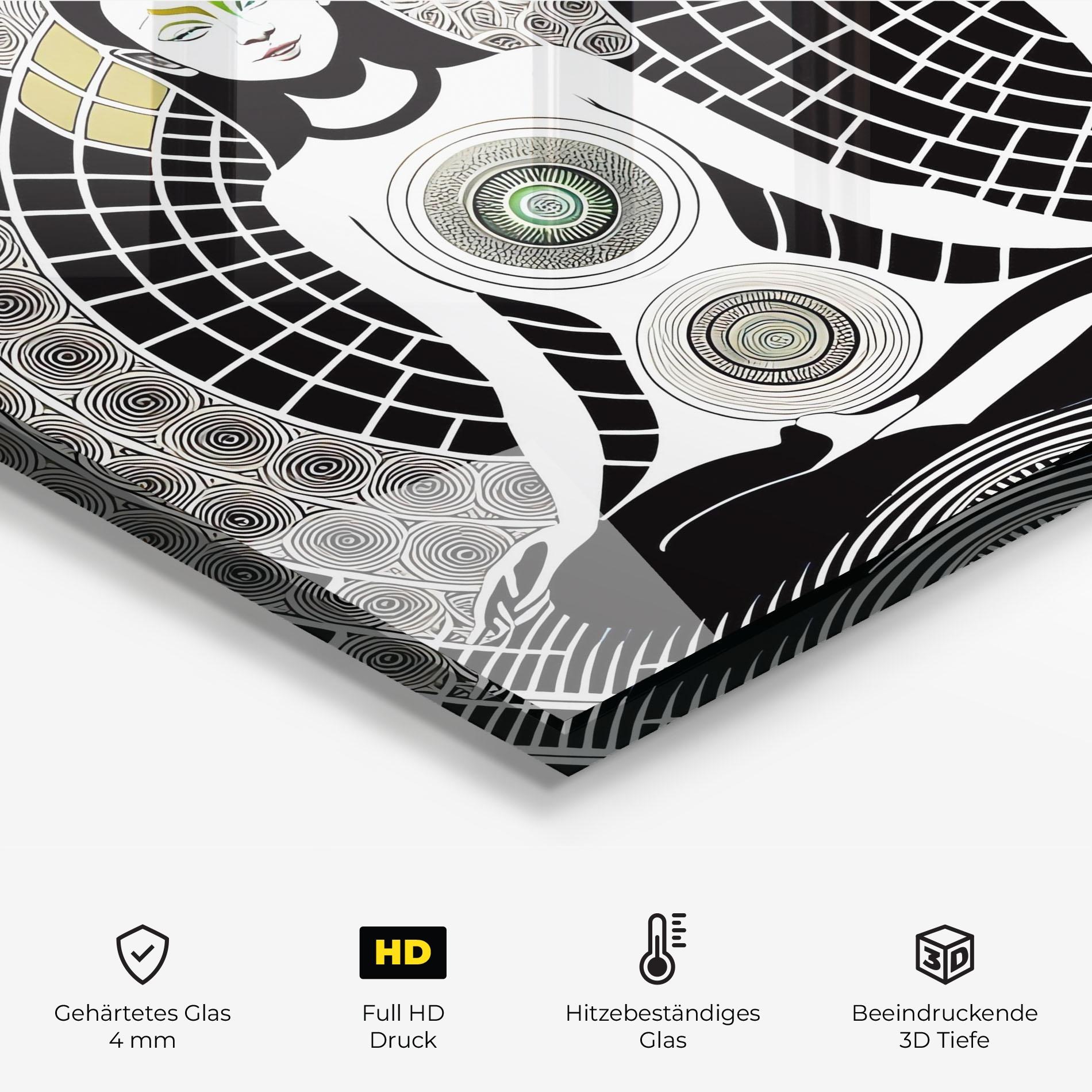 Küchenrückwand Glas Clolorful Meditation mockup 2