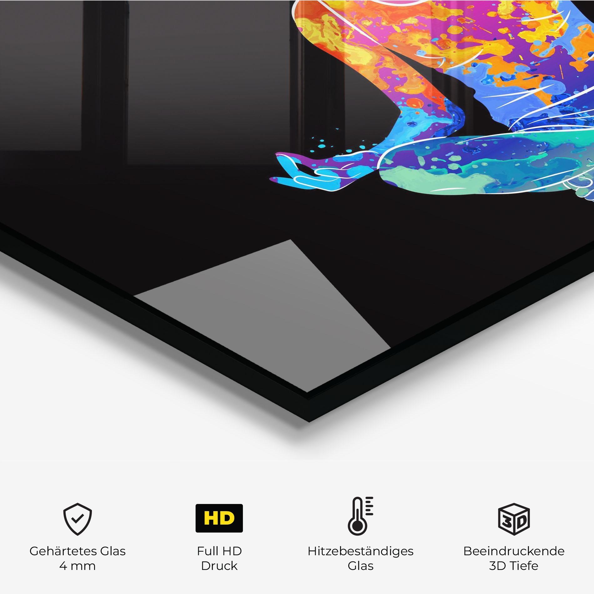 Küchenrückwand Glas Colorful Meditation mockup 2