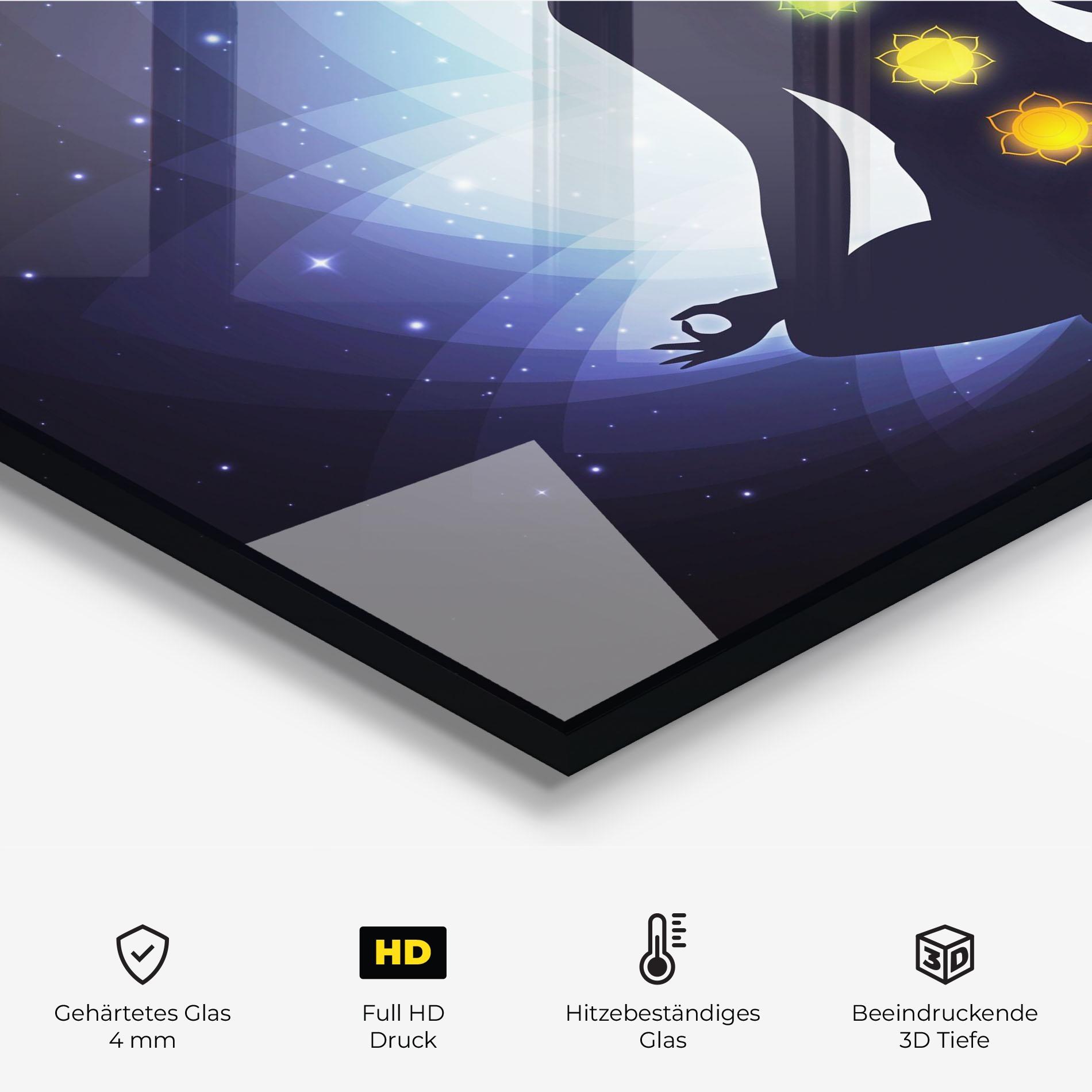 Küchenrückwand Glas Flower Meditation mockup 2