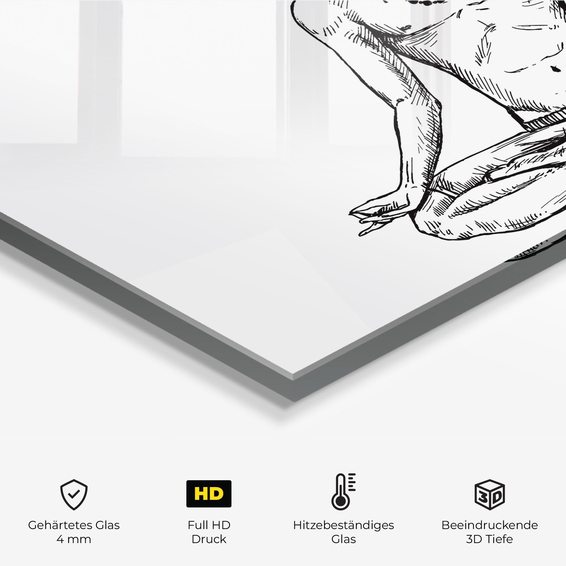 Küchenrückwand Glas Focused Meditation mockup 2