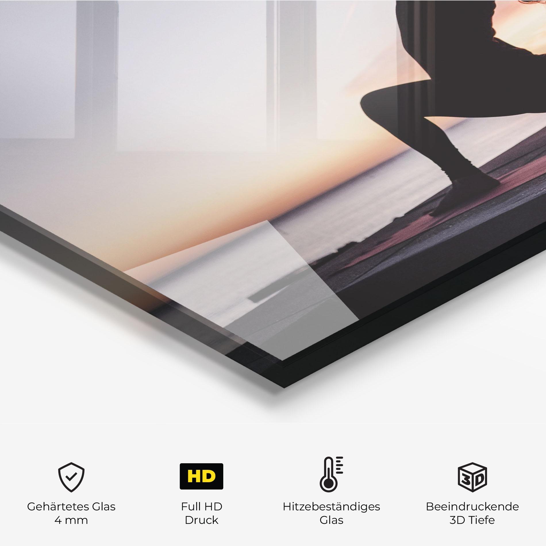 Küchenrückwand Glas Purple Sky Yoga mockup 2