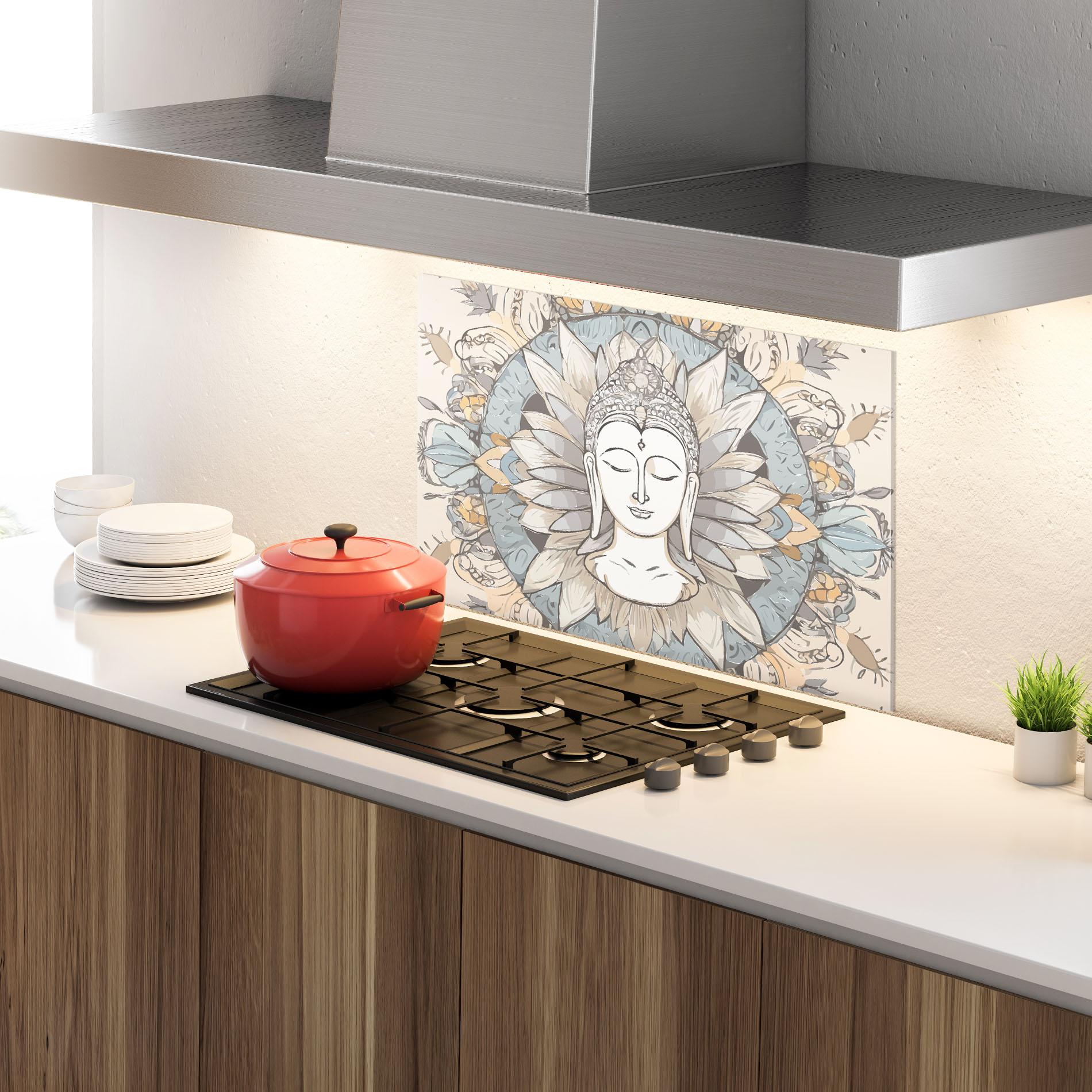 Küchenrückwand Glas Boho Element mockup 4