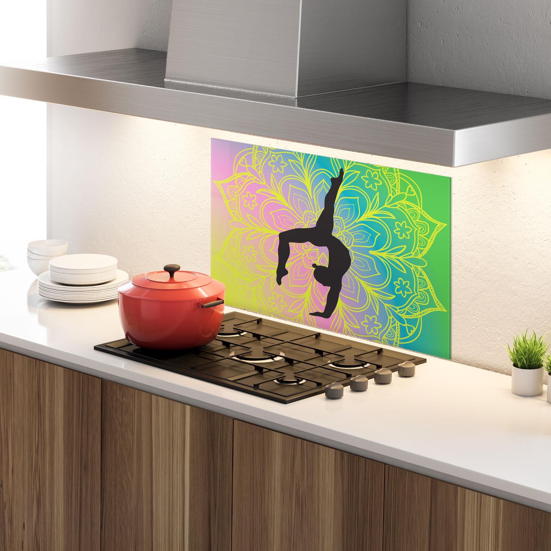 Küchenrückwand Glas Peace Yoga 02 mockup 4