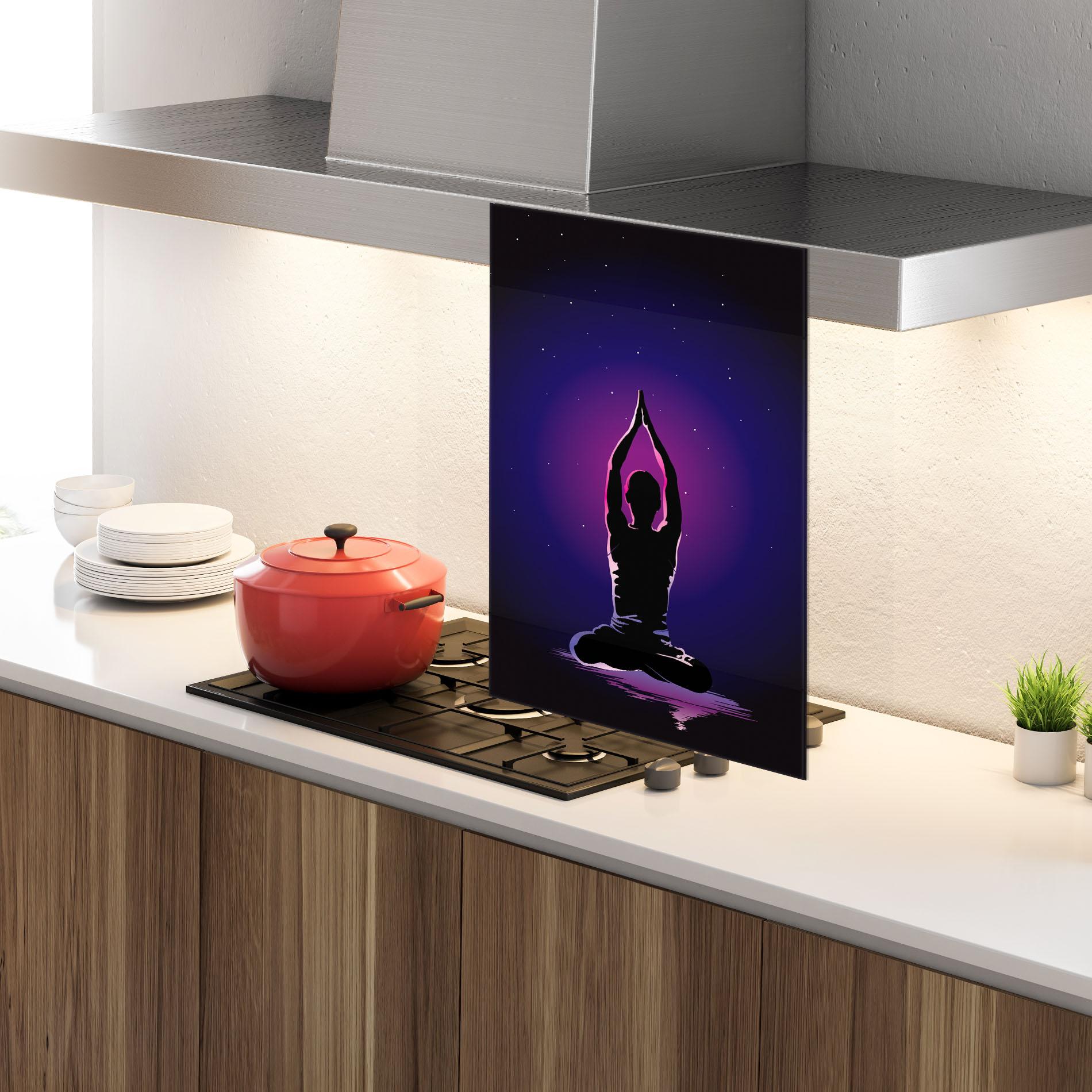 Küchenrückwand Glas Pretty Sky Yoga mockup 4
