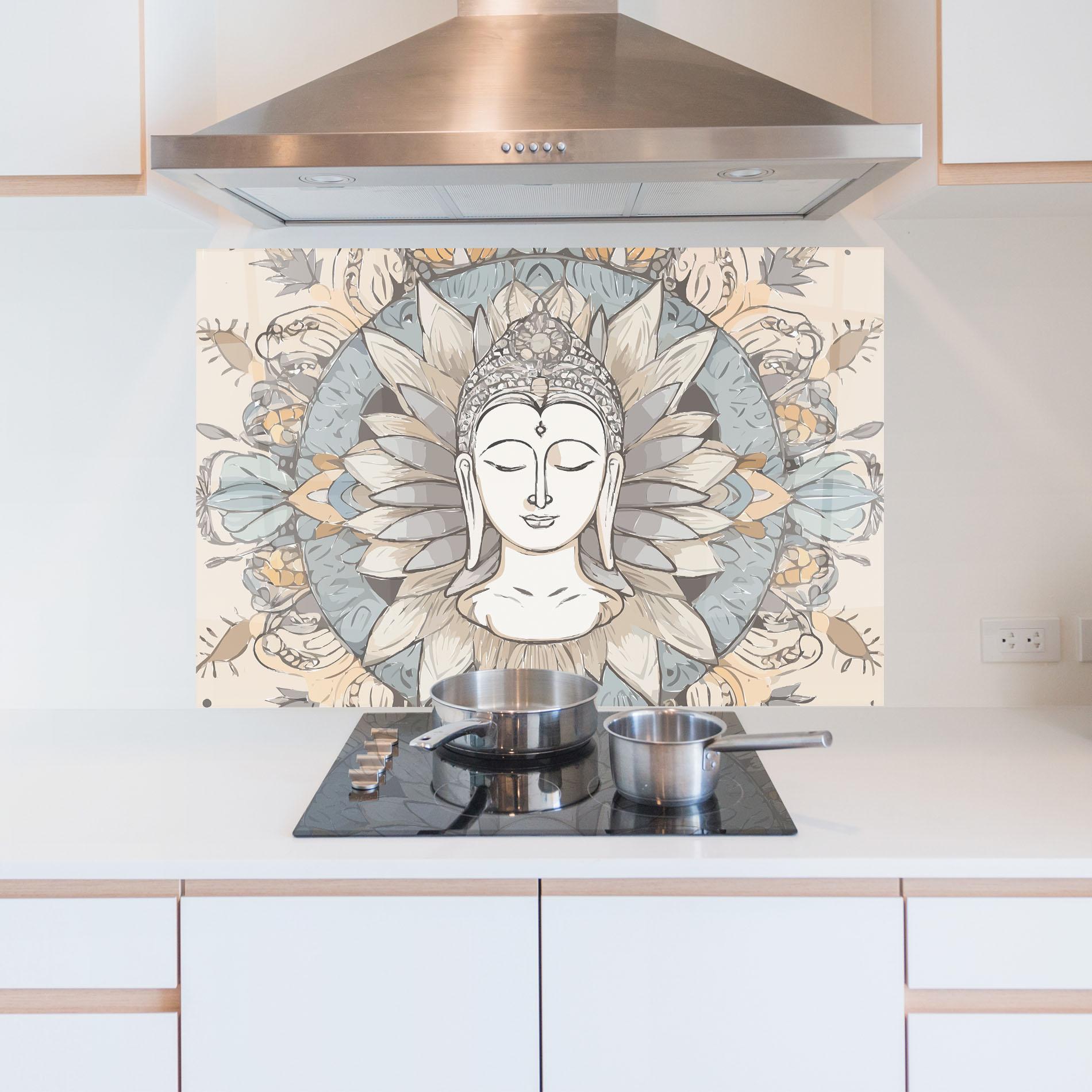 Küchenrückwand Glas Boho Element mockup 5