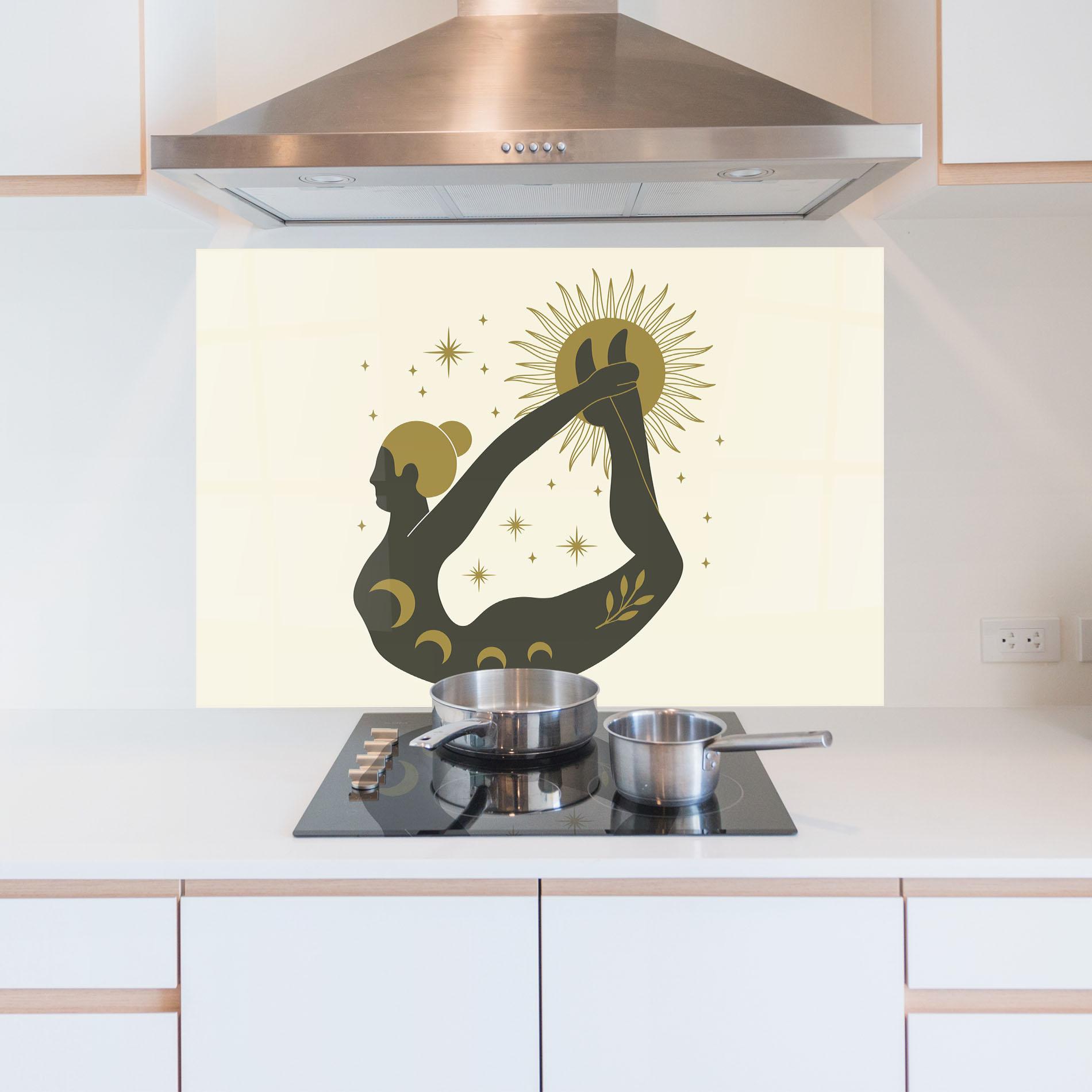 Küchenrückwand Glas Dhanurasana mockup 5