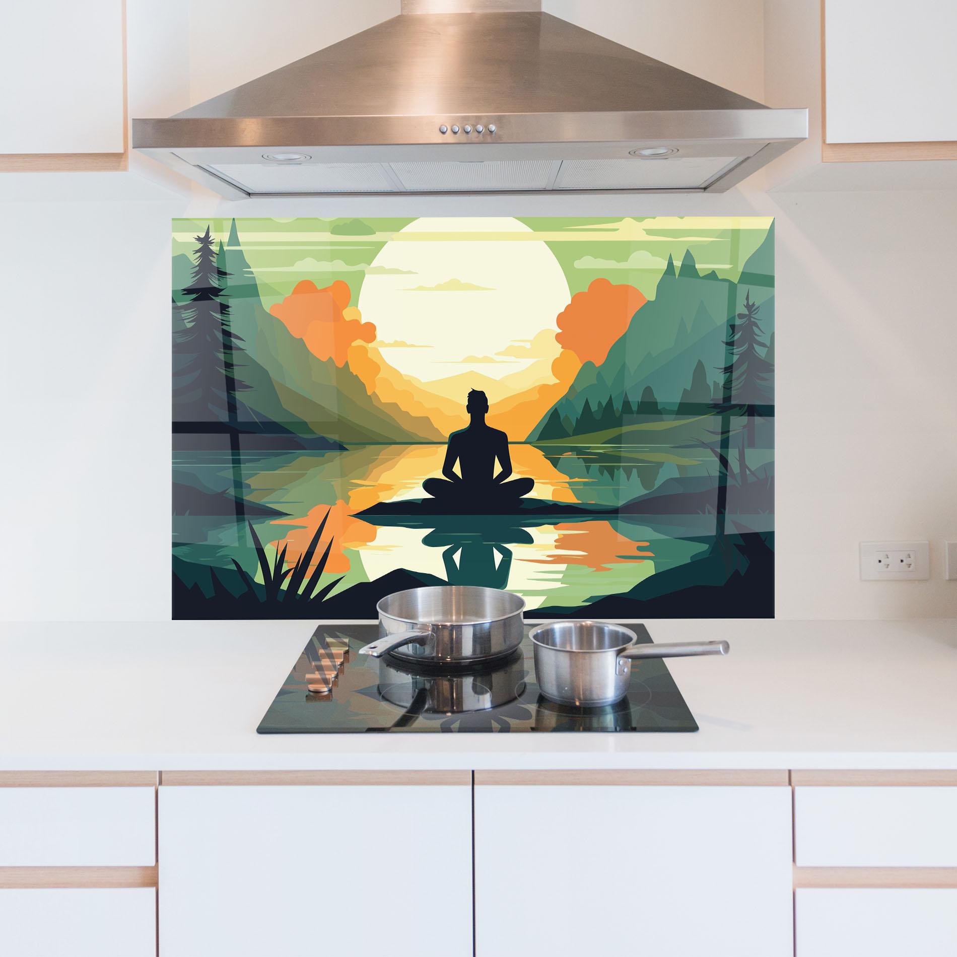 Küchenrückwand Glas Forest Yoga mockup 5