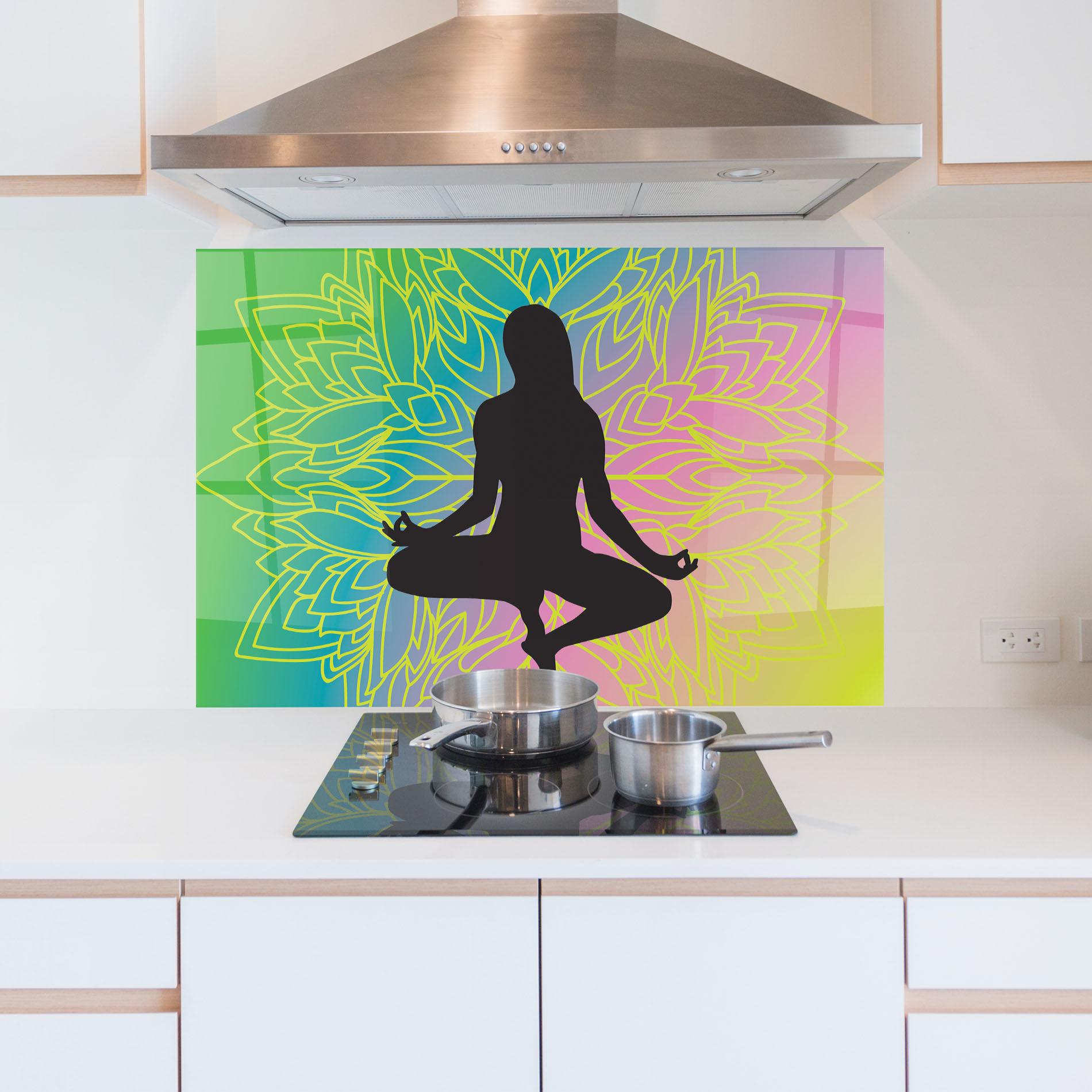 Küchenrückwand Glas Peace Yoga 01 mockup 5