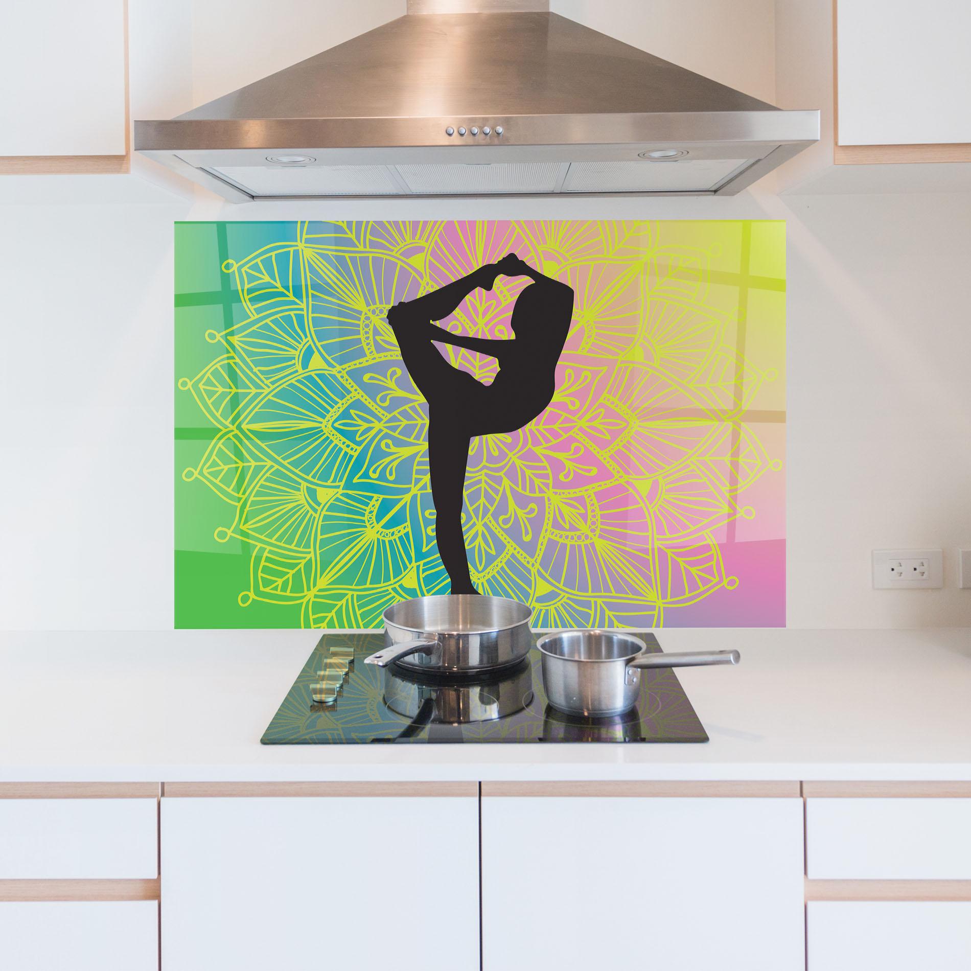 Küchenrückwand Glas Peace Yoga 03 mockup 5