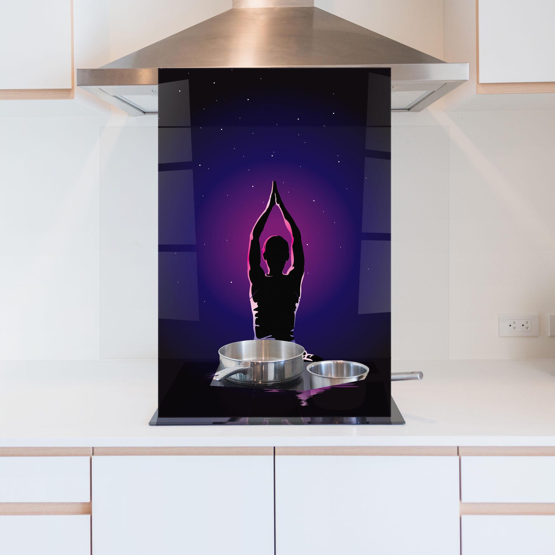 Küchenrückwand Glas Pretty Sky Yoga mockup 5
