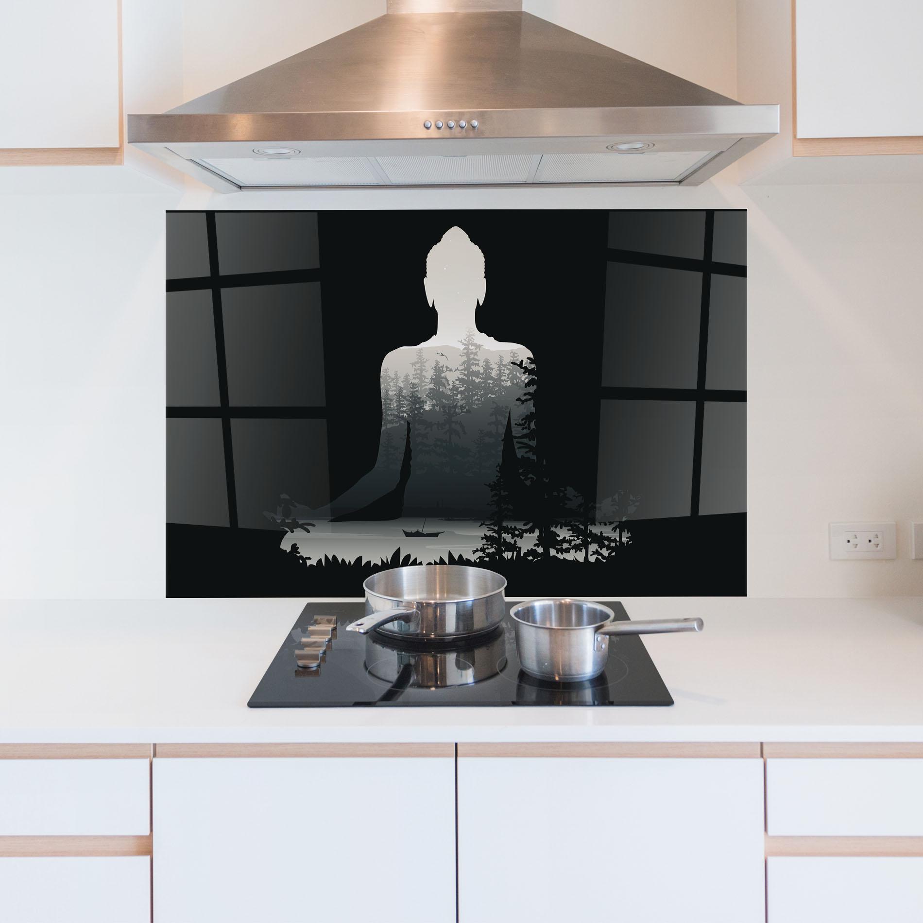 Küchenrückwand Glas Yoga Forest mockup 5