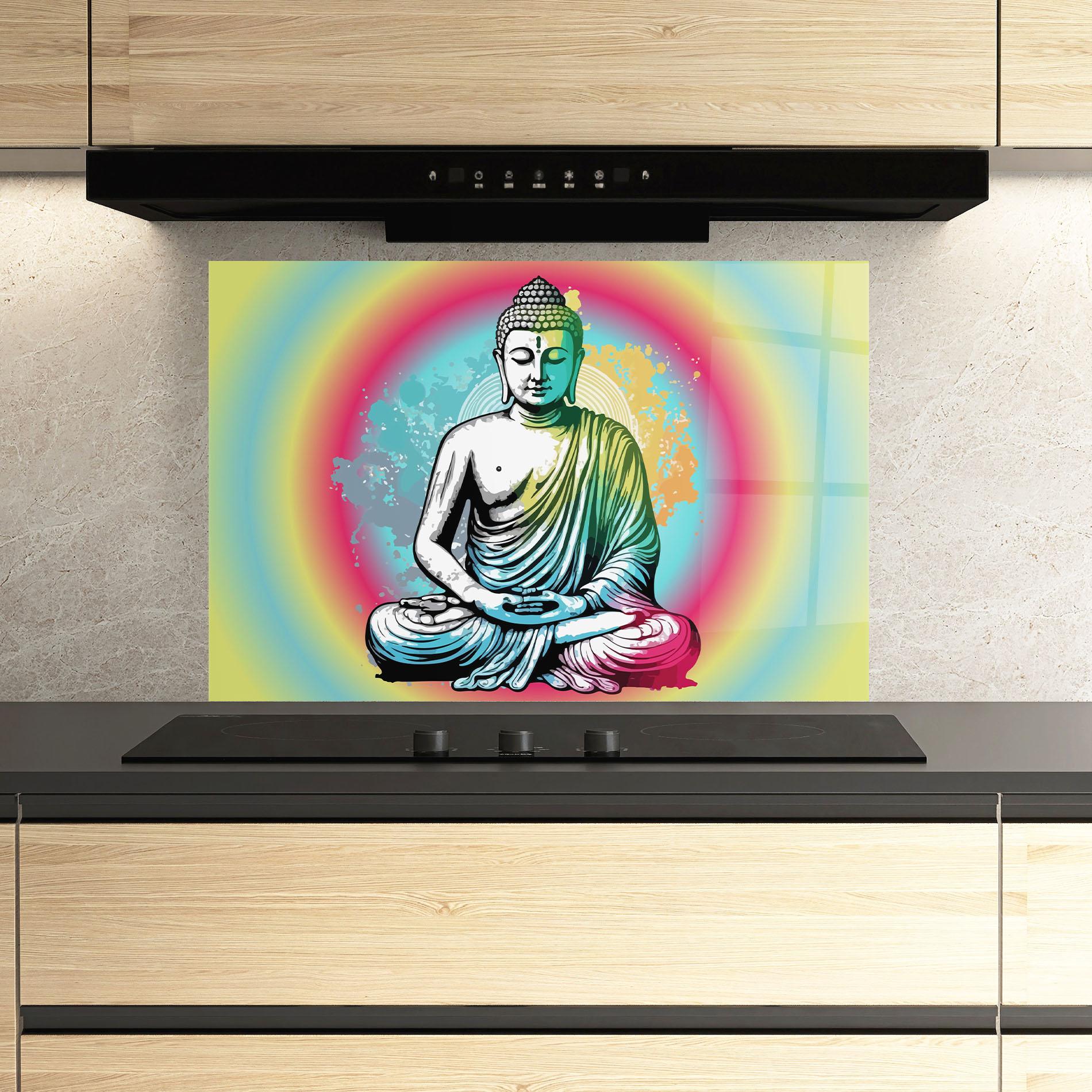 Küchenrückwand Glas Budha Yoga mockup 3