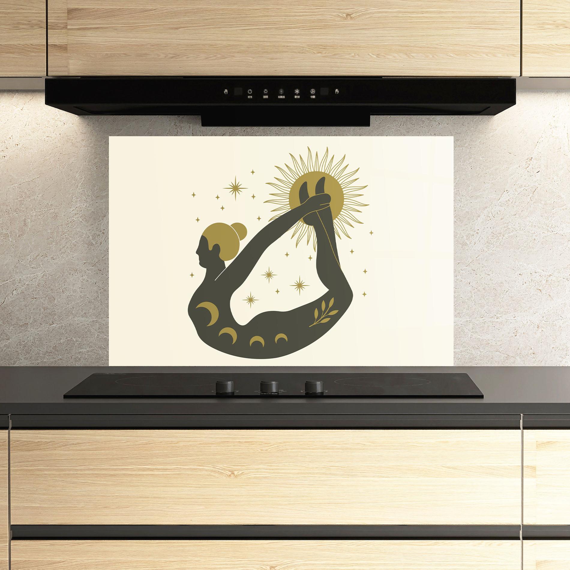 Küchenrückwand Glas Dhanurasana mockup 3