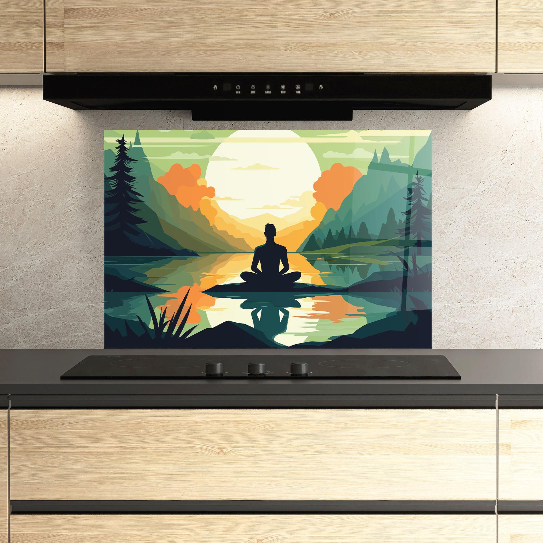 Küchenrückwand Glas Forest Yoga mockup 3