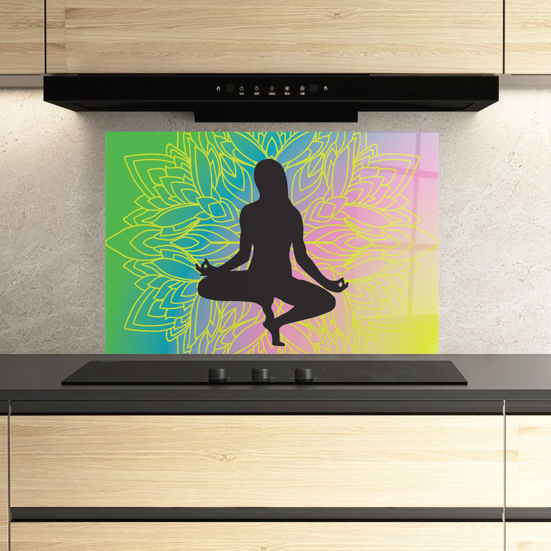 Küchenrückwand Glas Peace Yoga 01 mockup 3