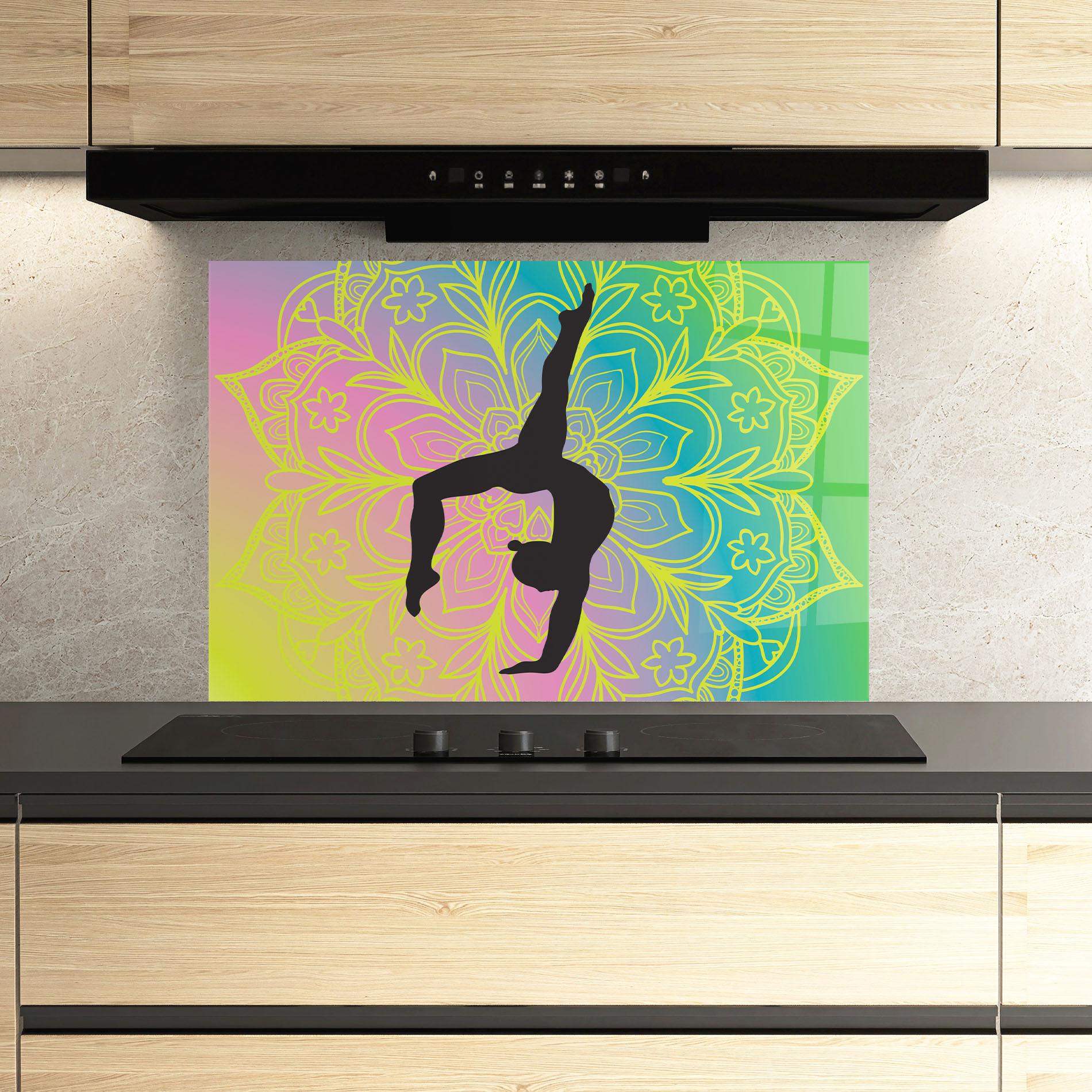 Küchenrückwand Glas Peace Yoga 02 mockup 3