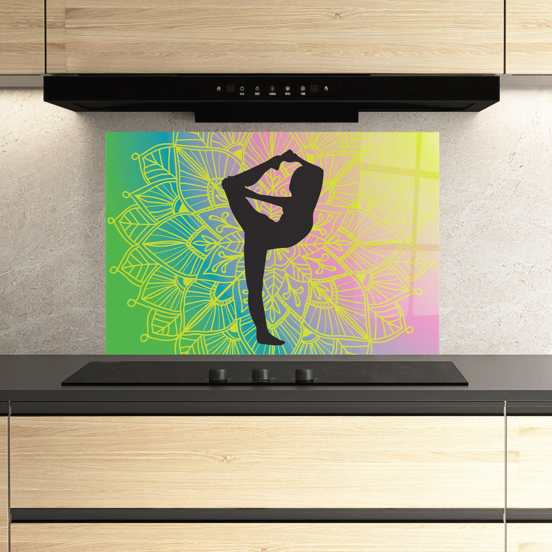Küchenrückwand Glas Peace Yoga 03 mockup 3