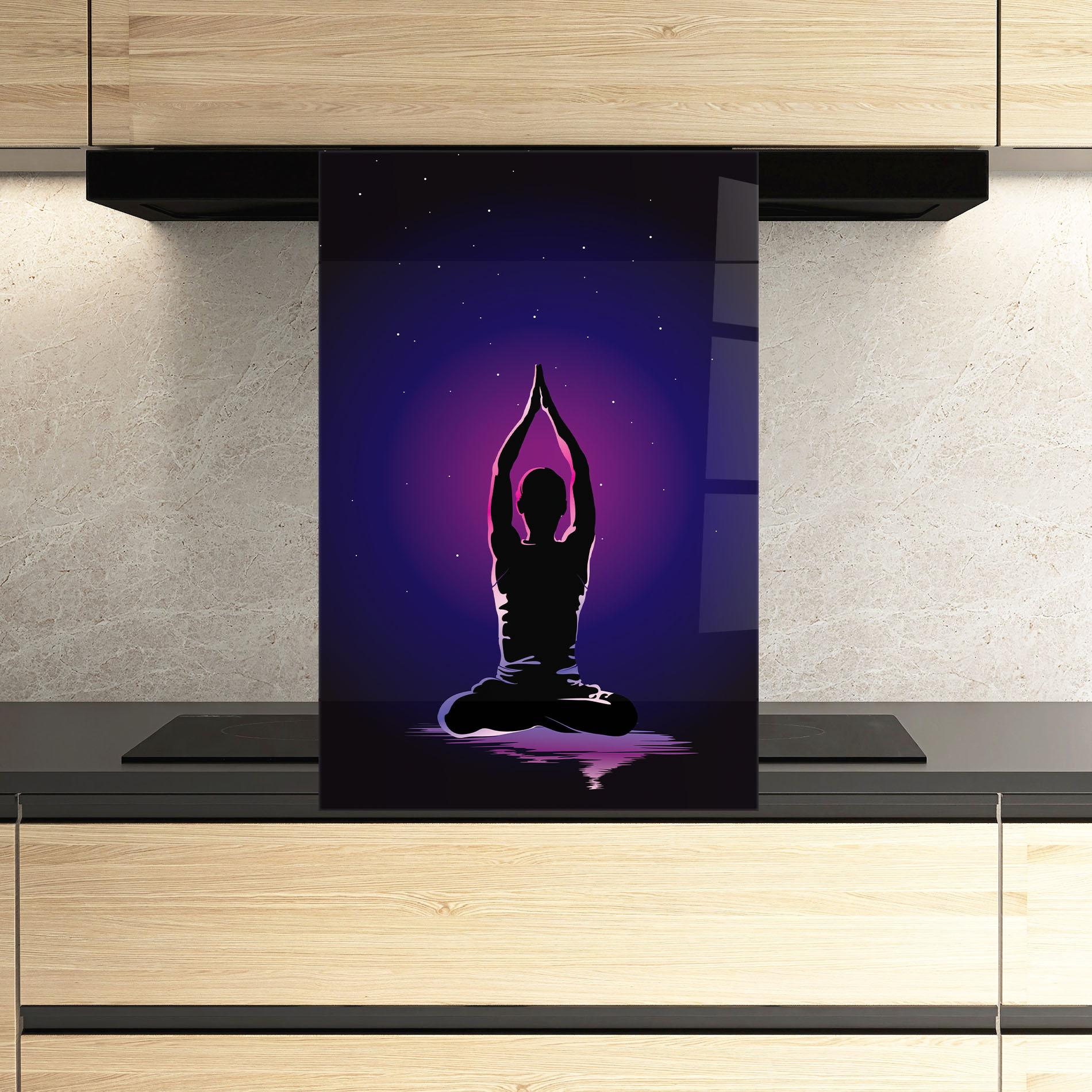 Küchenrückwand Glas Pretty Sky Yoga mockup 3