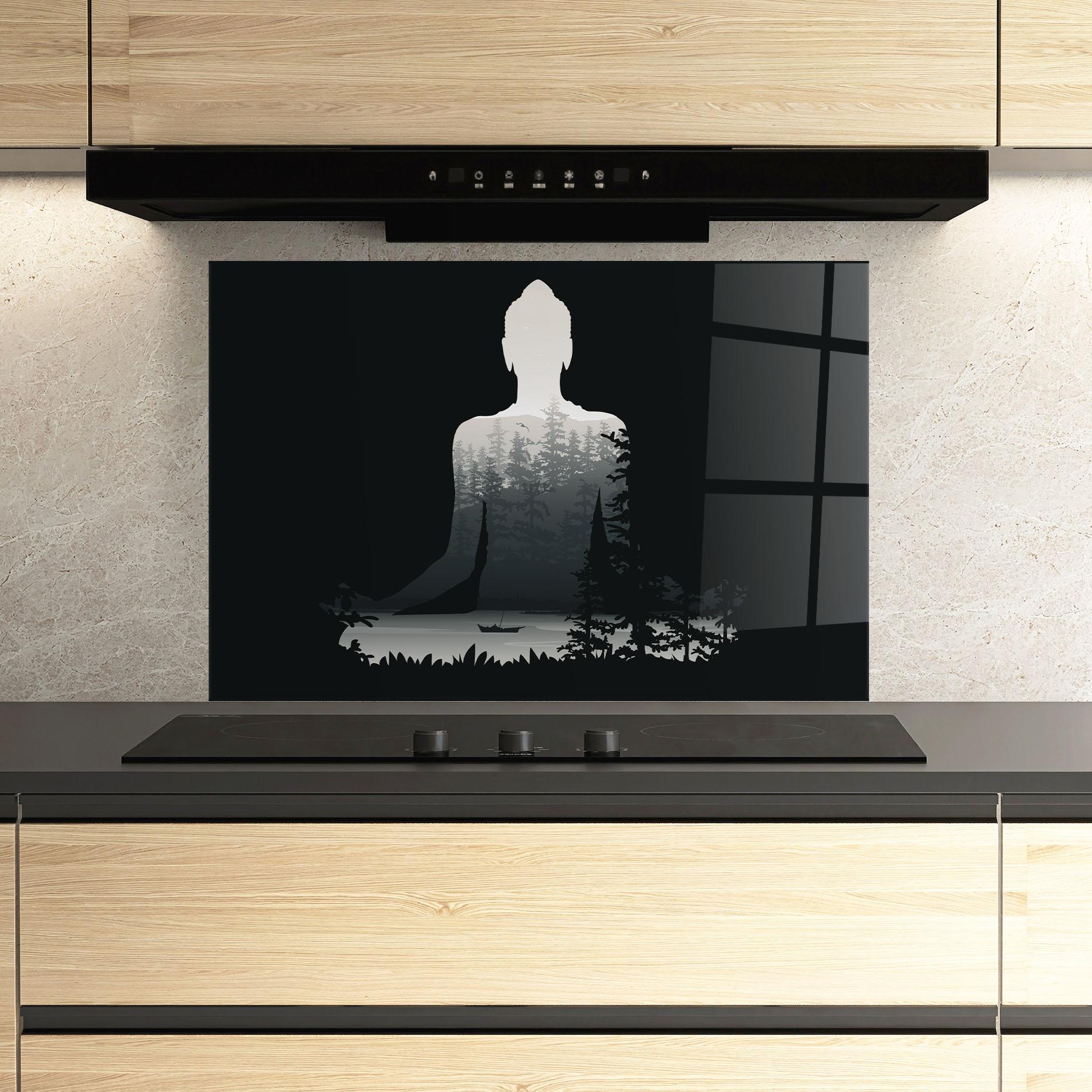 Küchenrückwand Glas Yoga Forest mockup 3