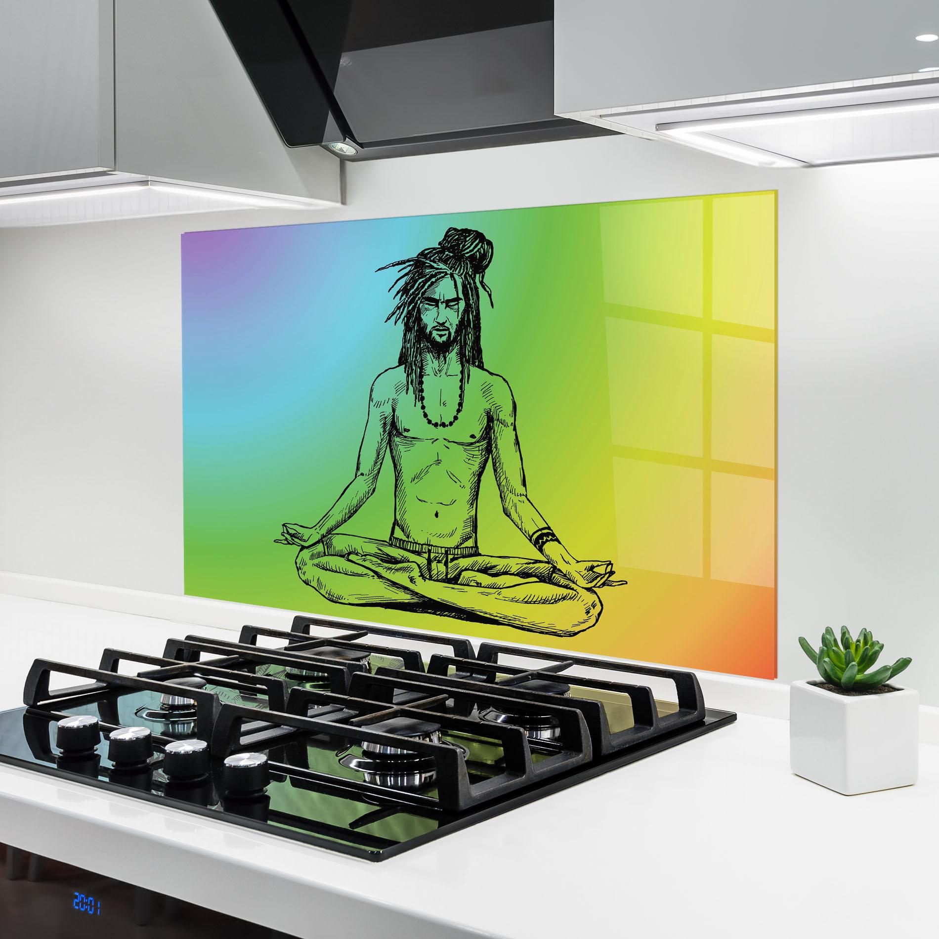 Küchenrückwand Glas Meditation Time mockup 6