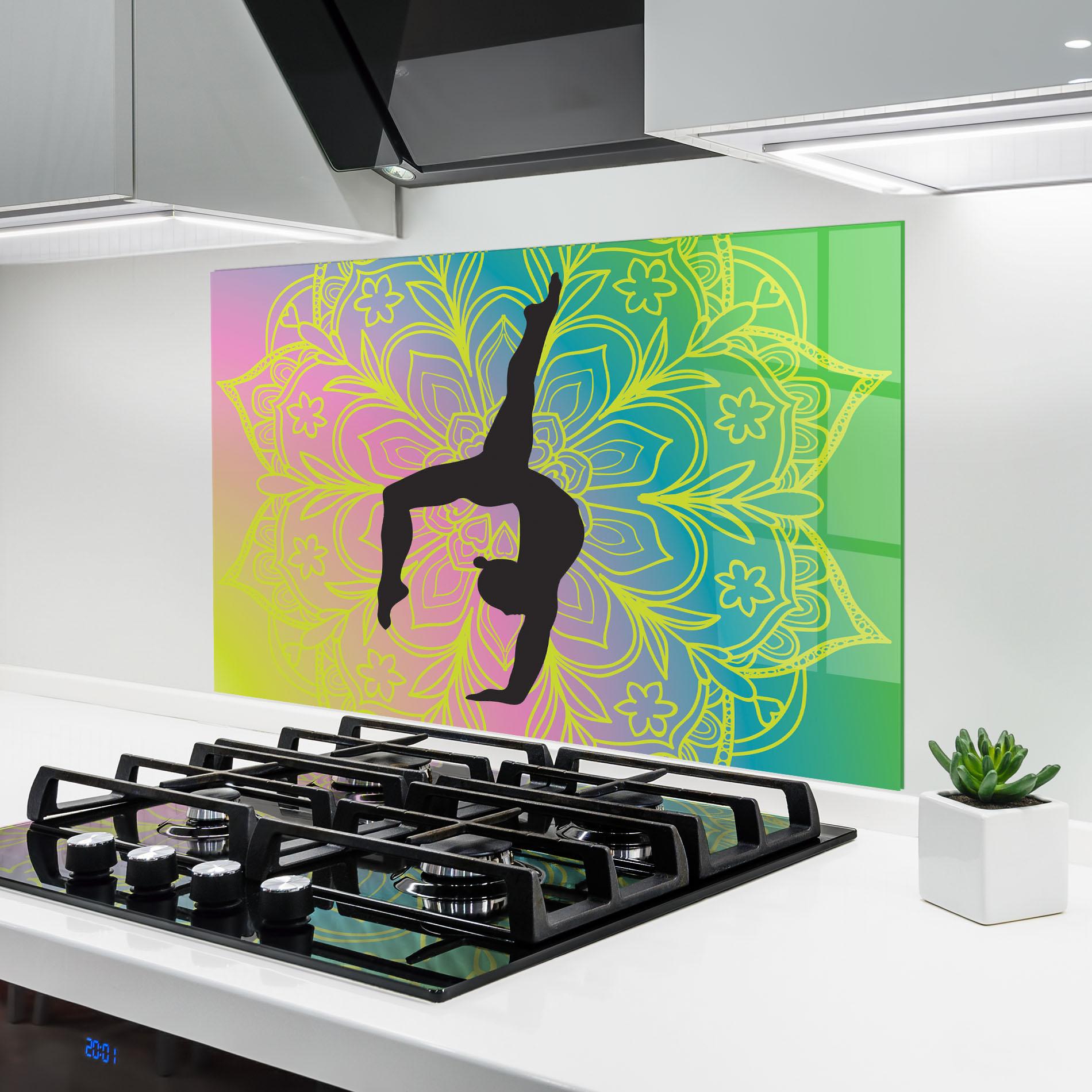 Küchenrückwand Glas Peace Yoga 02 mockup 6
