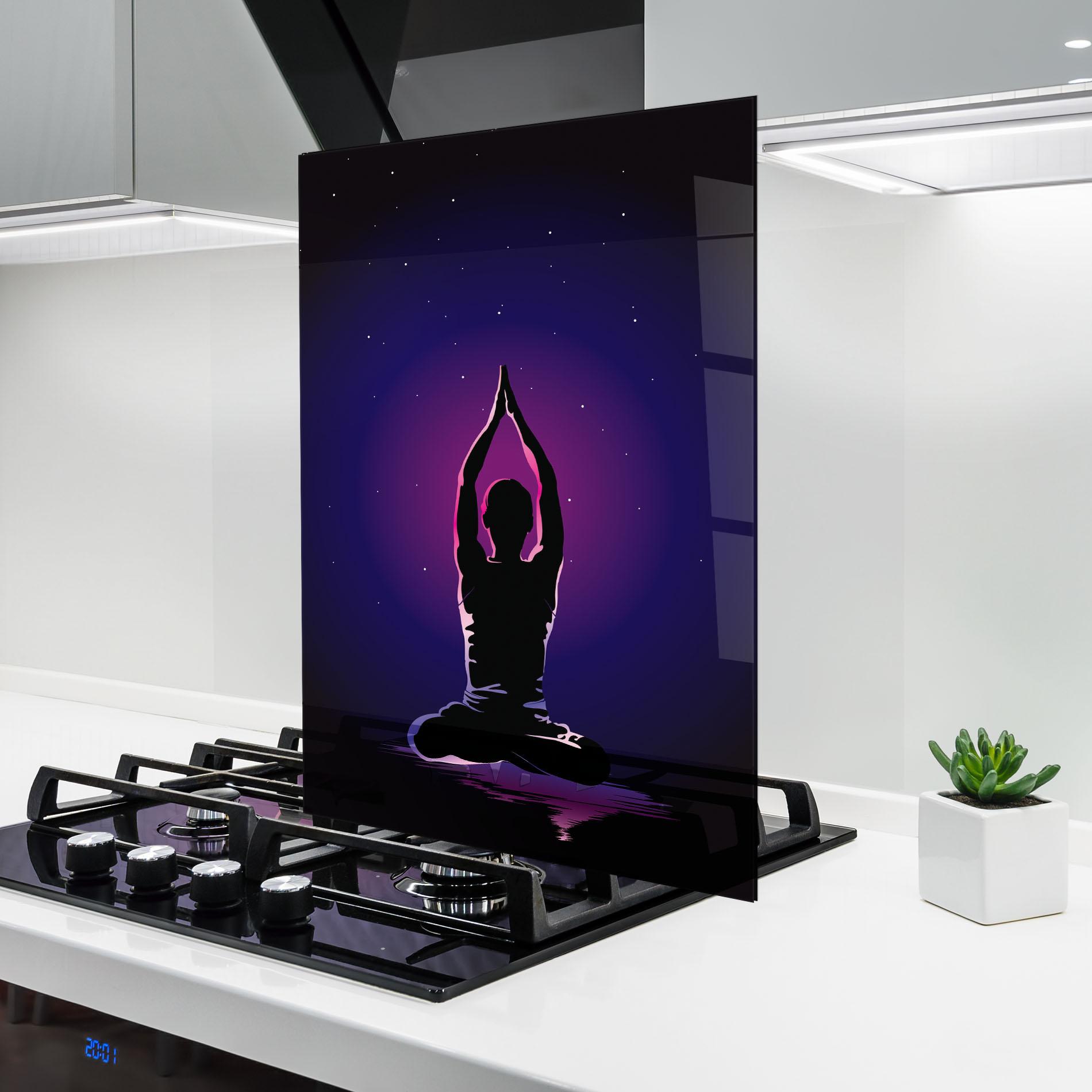 Küchenrückwand Glas Pretty Sky Yoga mockup 6