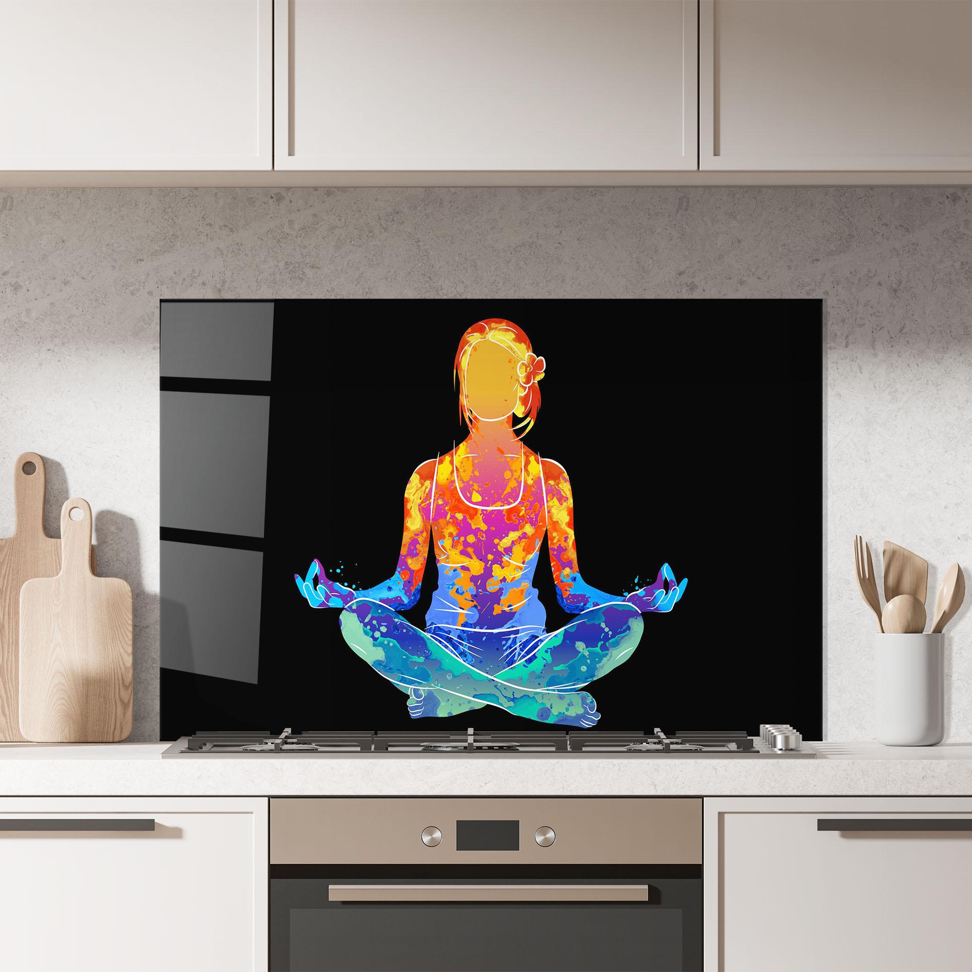 Küchenrückwand Glas Colorful Meditation mockup 7