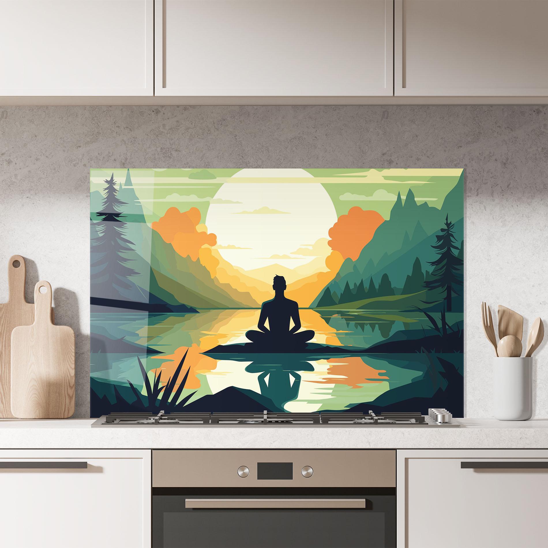 Küchenrückwand Glas Forest Yoga mockup 7