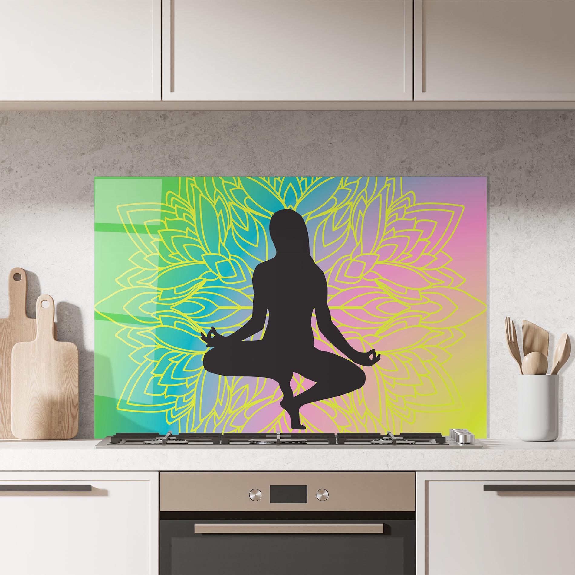 Küchenrückwand Glas Peace Yoga 01 mockup 7